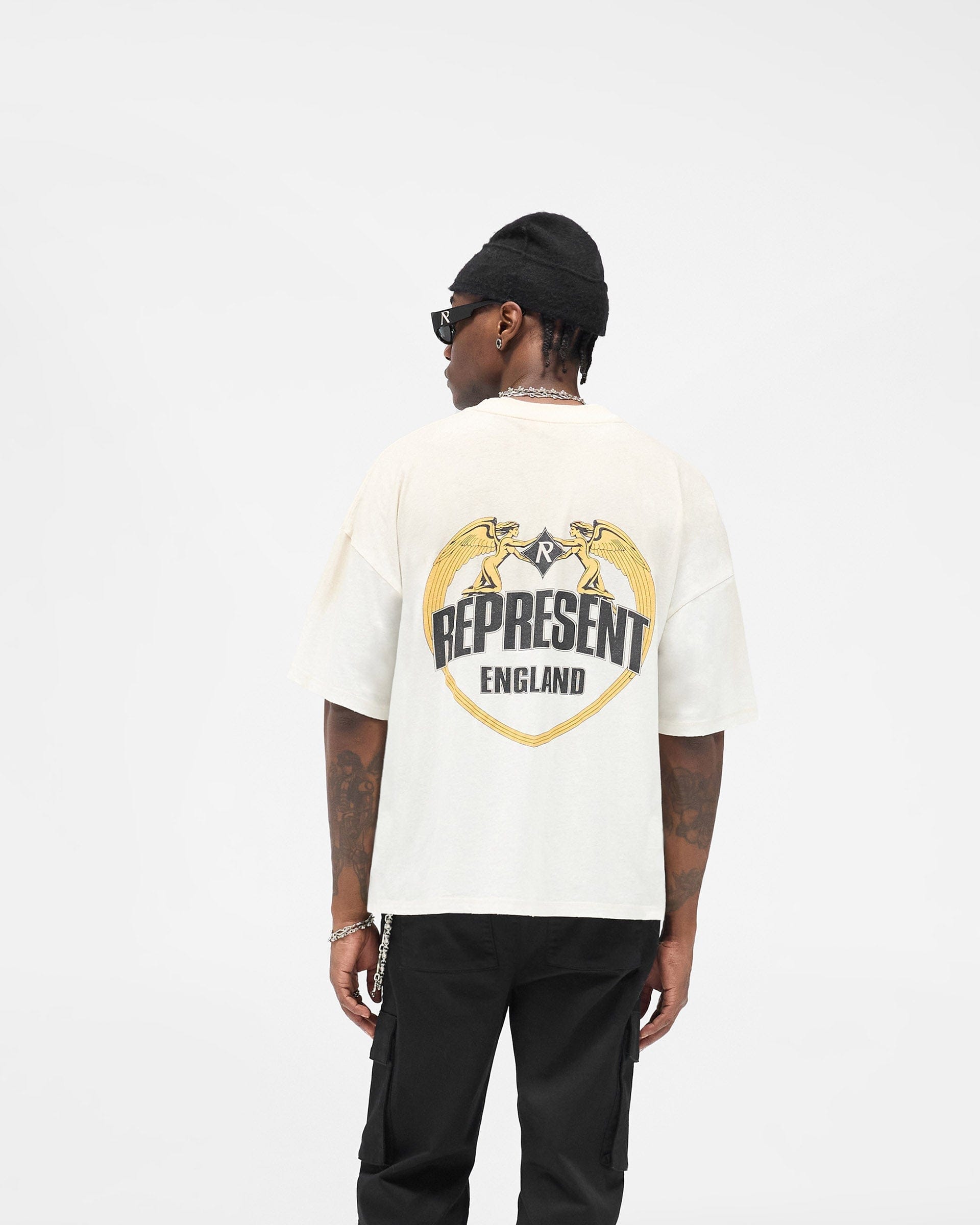 FW25 Angel Border T-Shirt - Washed Ecru
