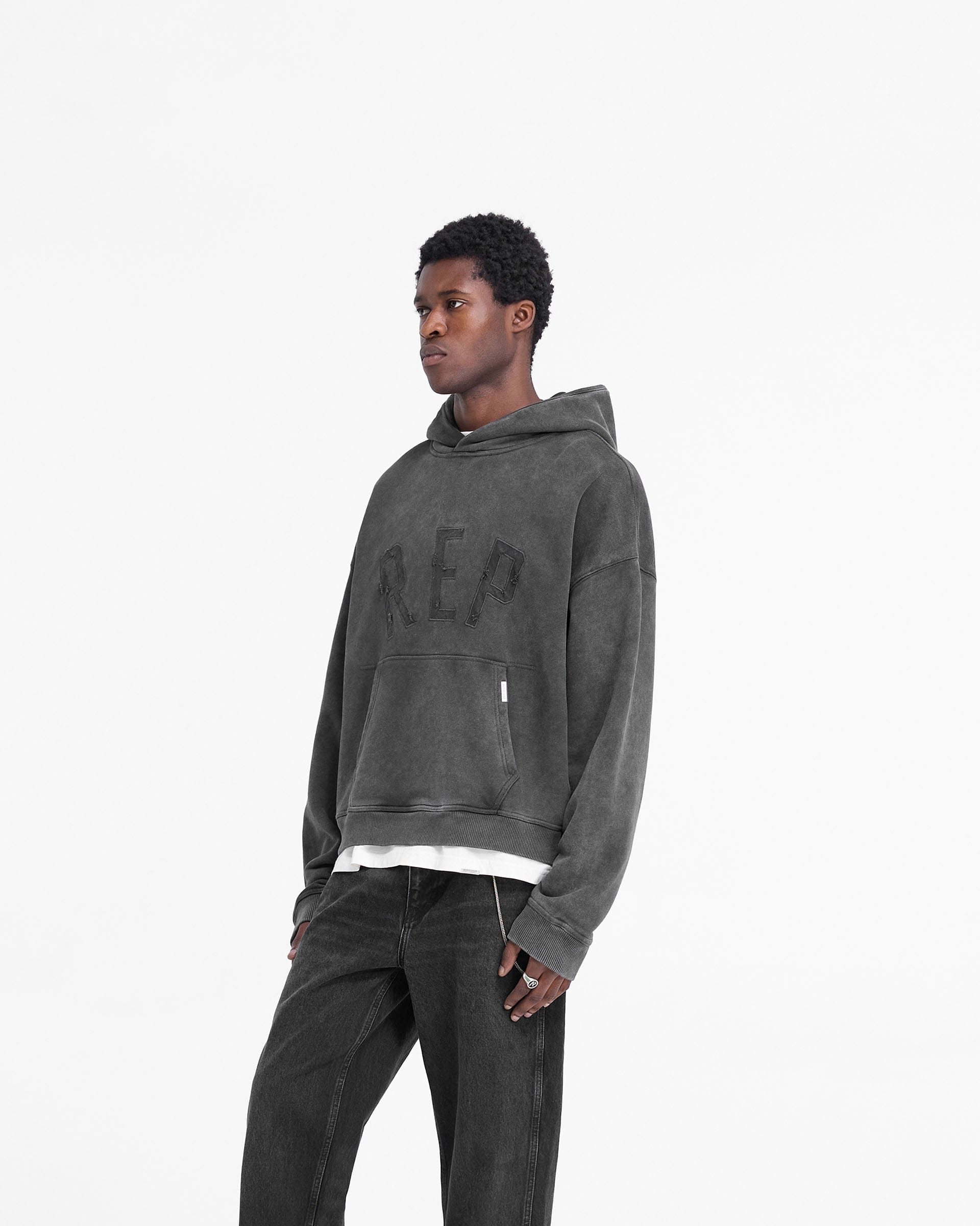 FW24 Rep Applique Hoodie - Vintage Black