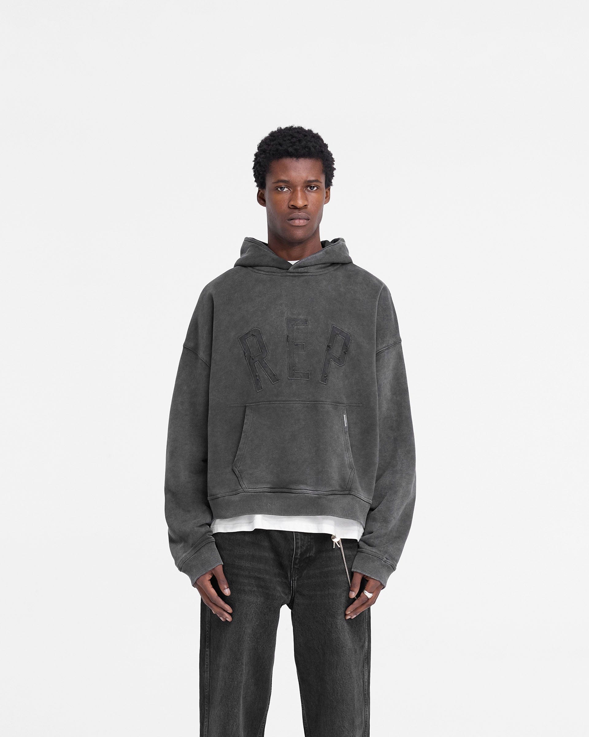 FW24 Rep Applique Hoodie - Vintage Black