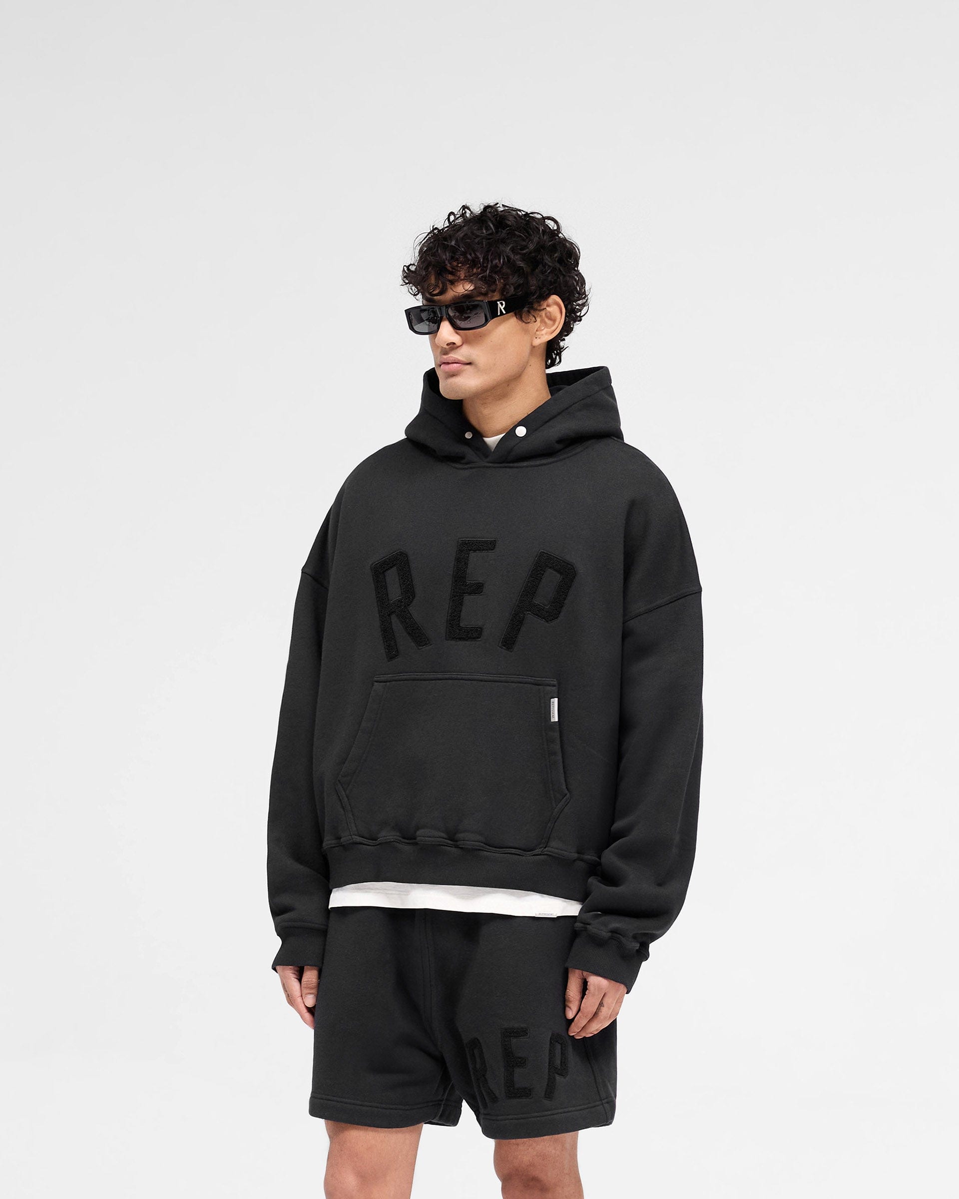 SS25 Rep Applique Hoodie - Off Black