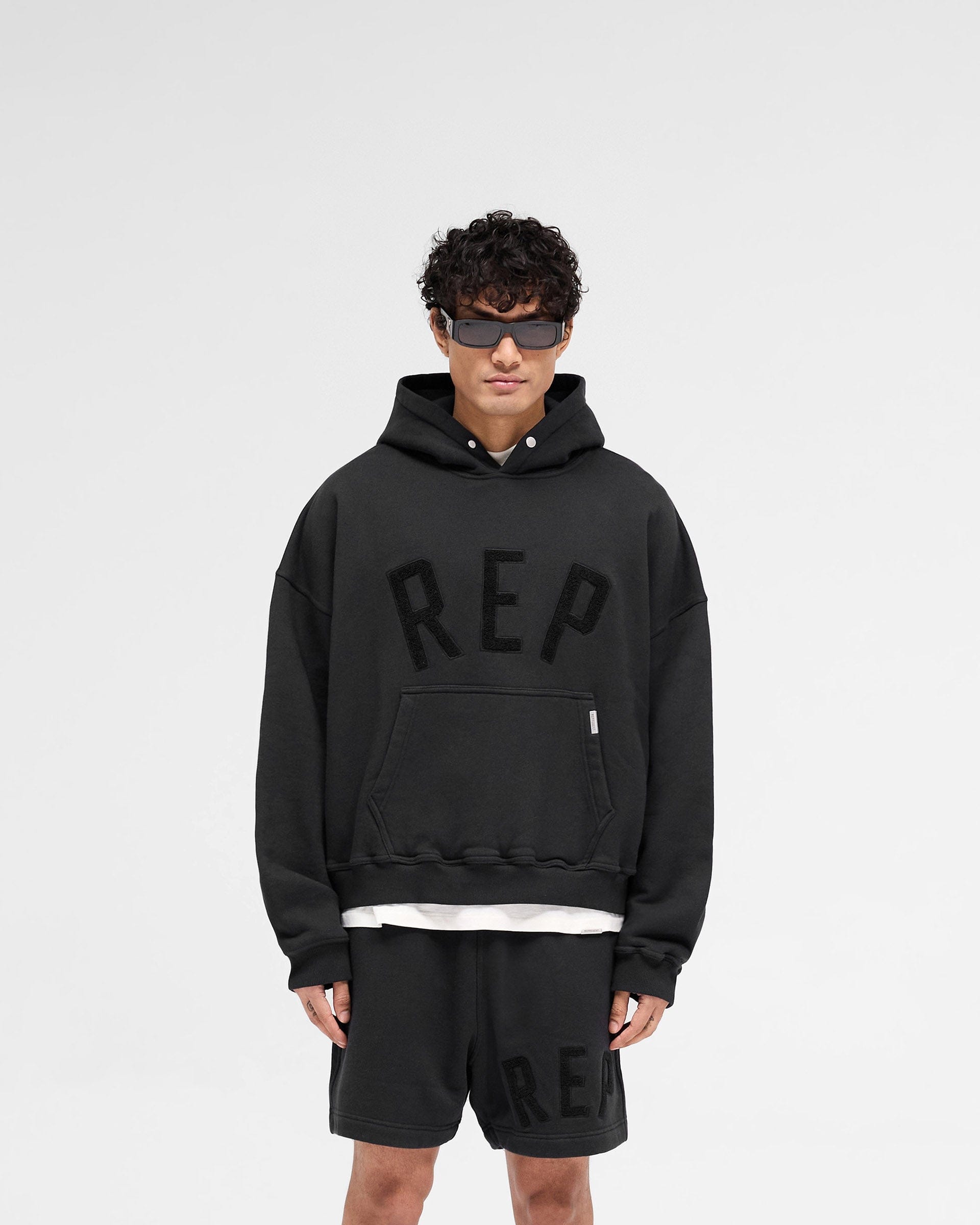 SS25 Rep Applique Hoodie - Off Black