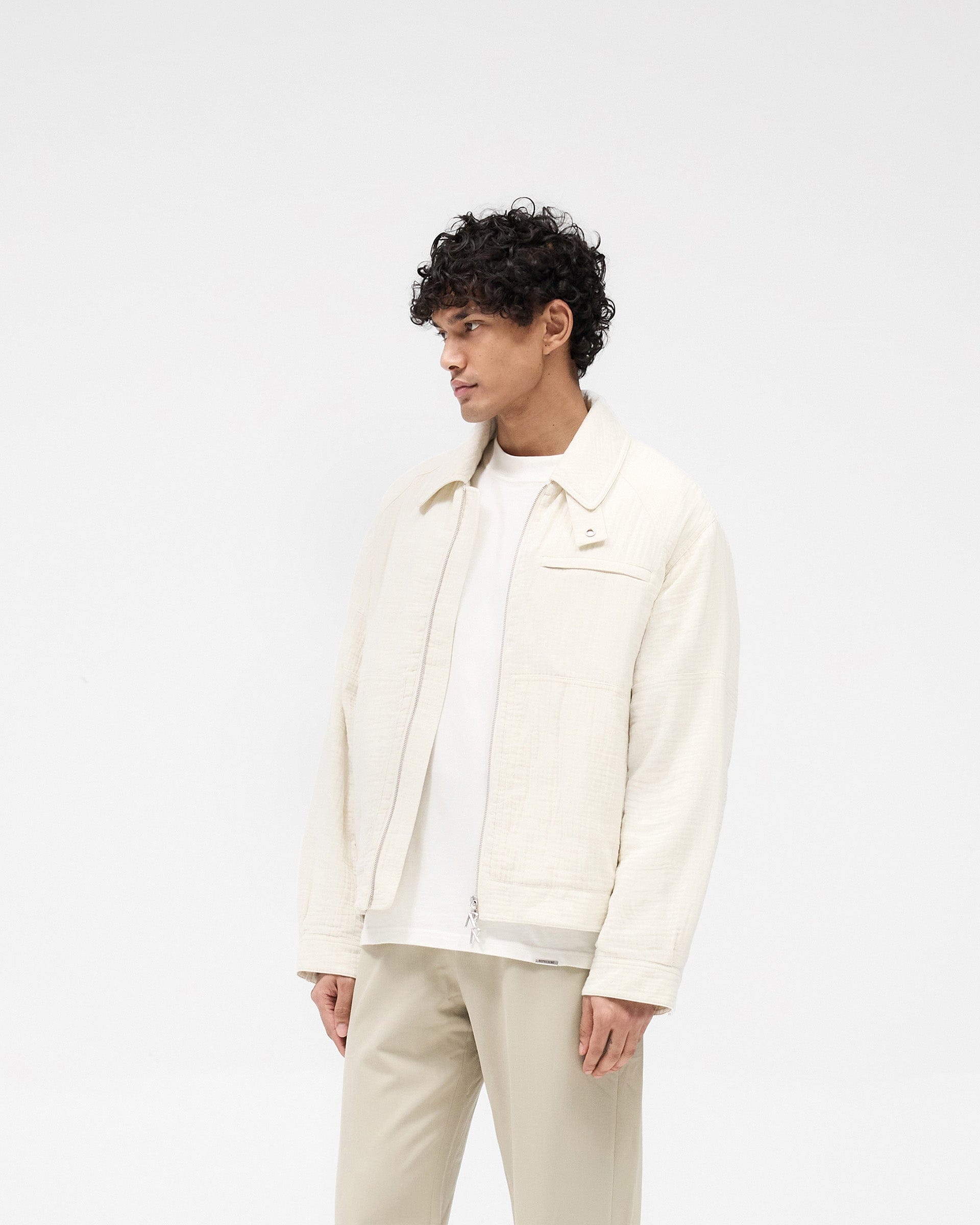 SS25 Crinkle Trucker Jacket - Ecru