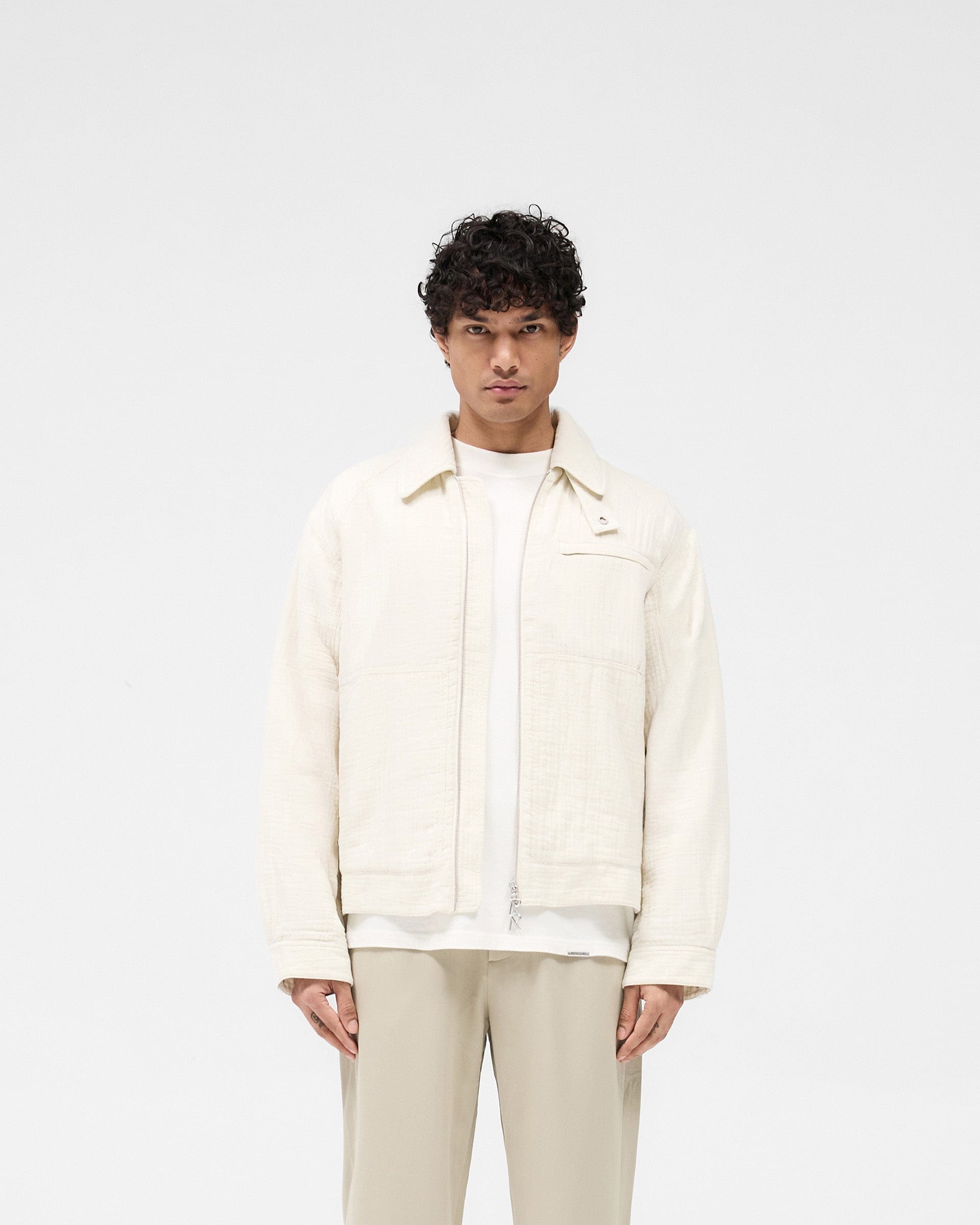 SS25 Crinkle Trucker Jacket - Ecru