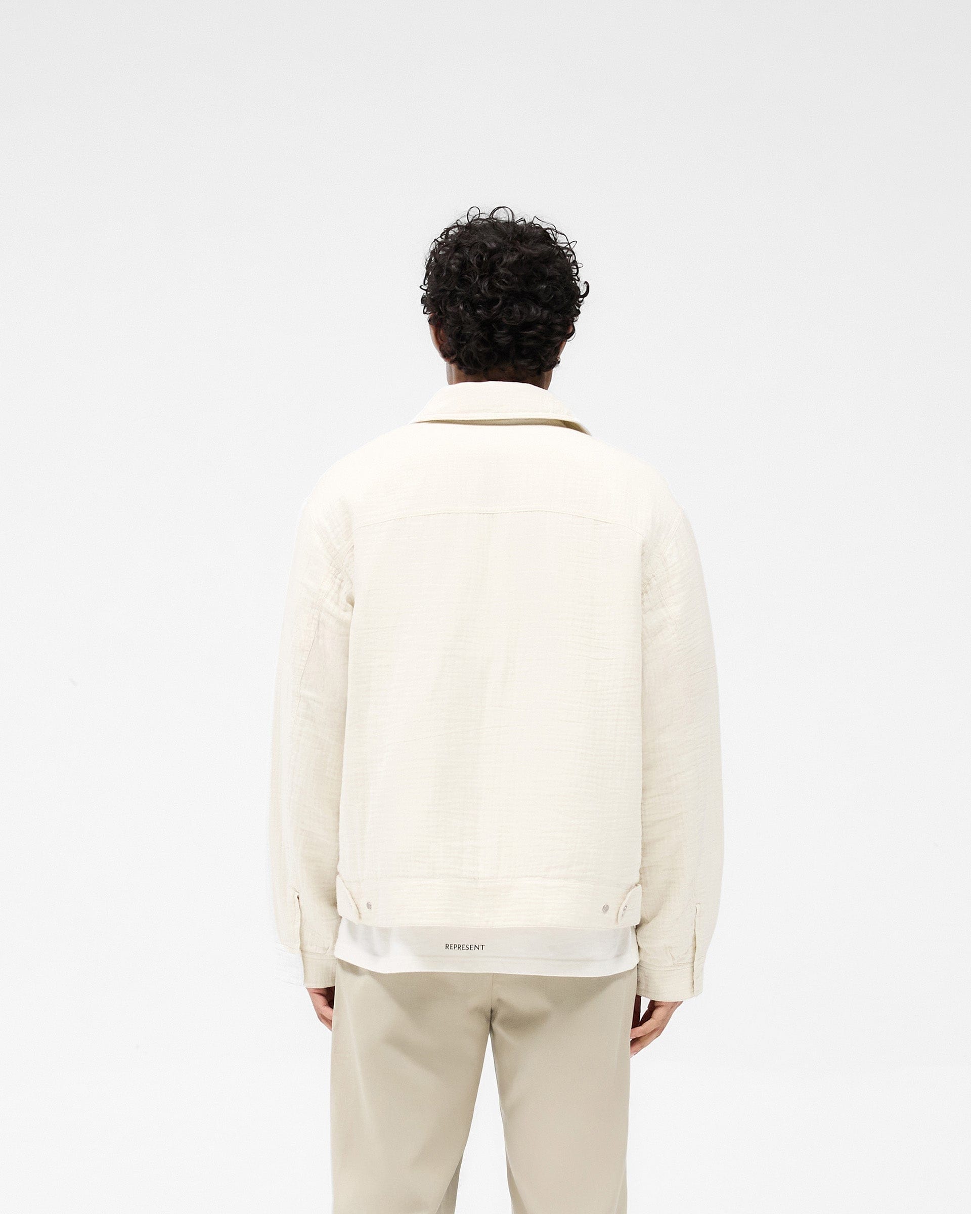 SS25 Crinkle Trucker Jacket - Ecru