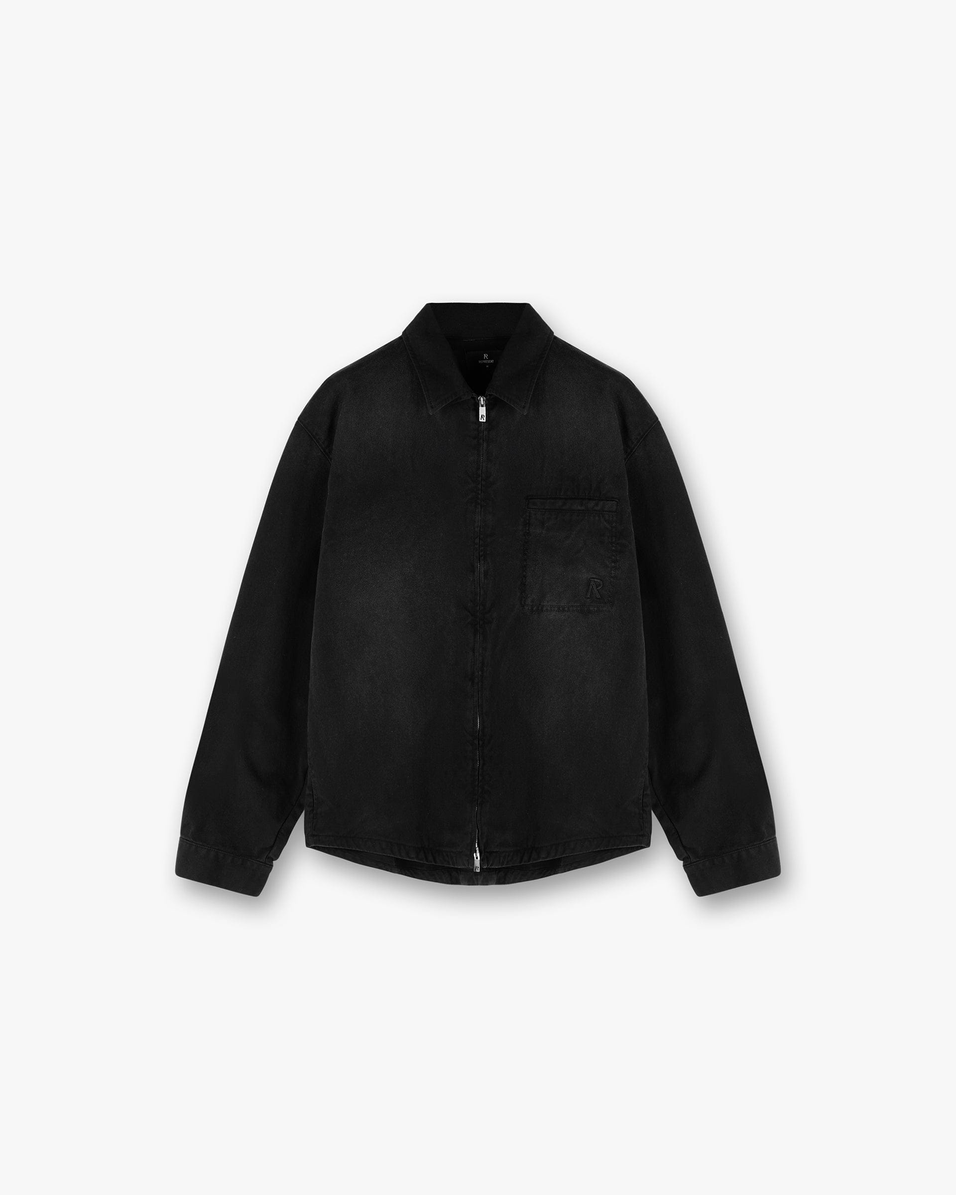 SS25 Cotton Zip Through Shirt - Black