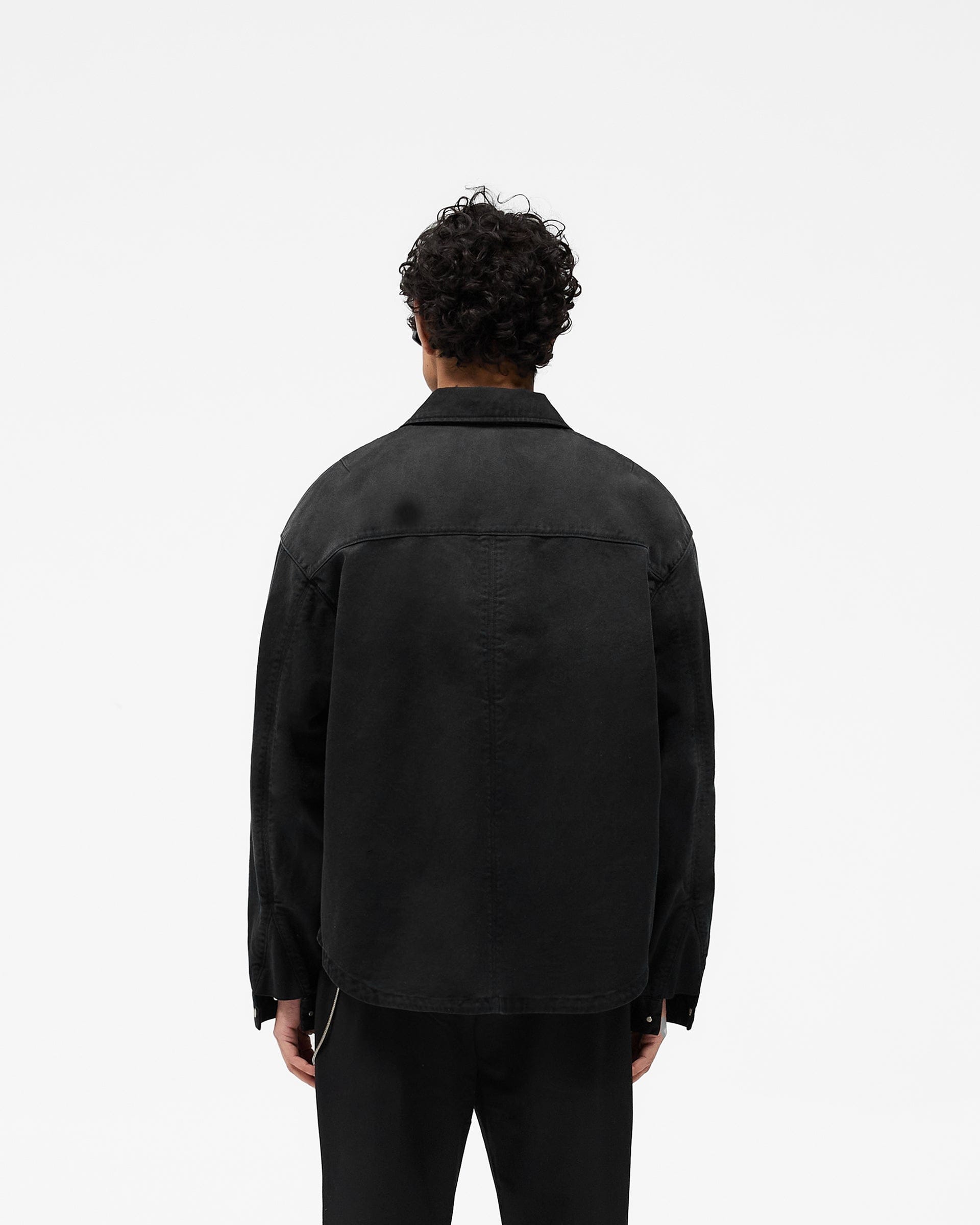 SS25 Cotton Zip Through Shirt - Black