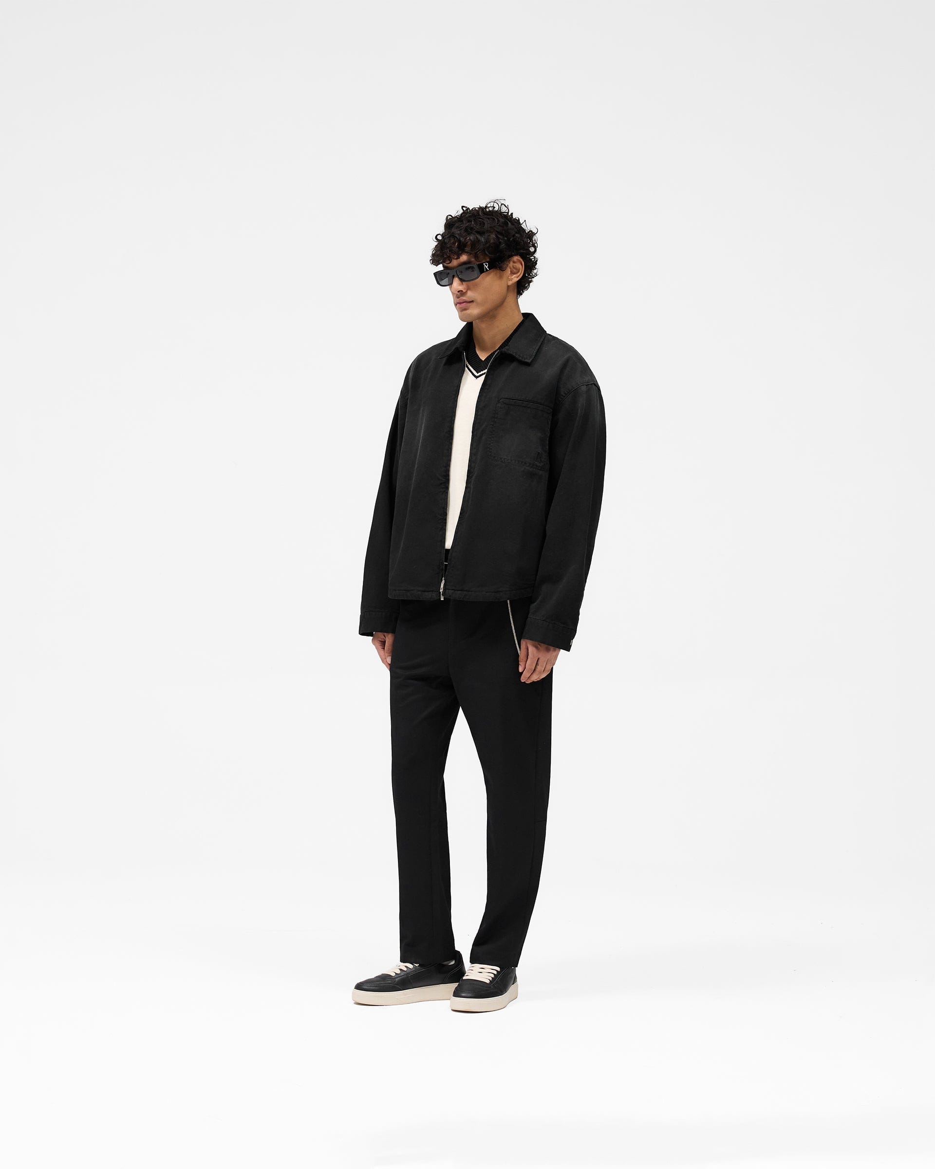 SS25 Cotton Zip Through Shirt - Black