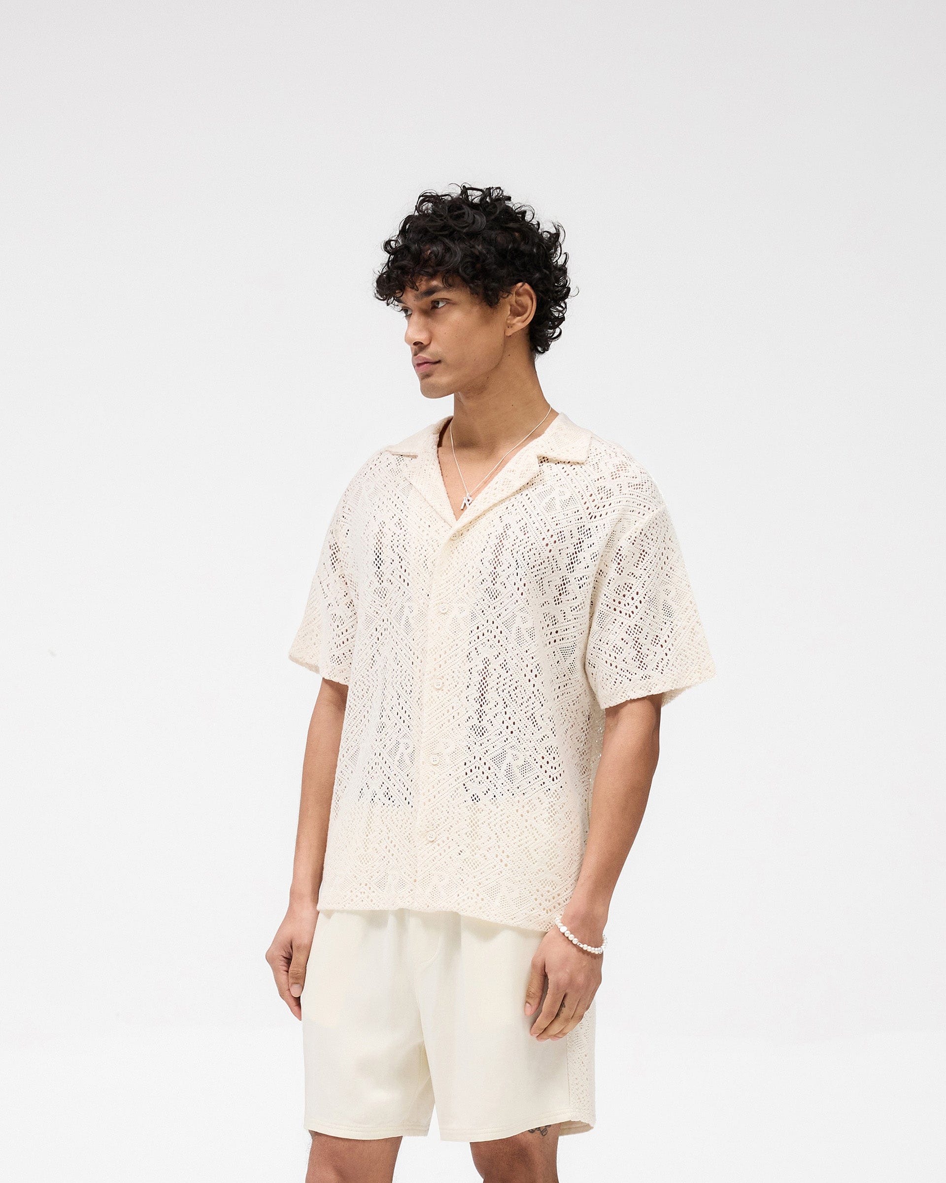 SS25 All Over Crochet Shirt - Off White