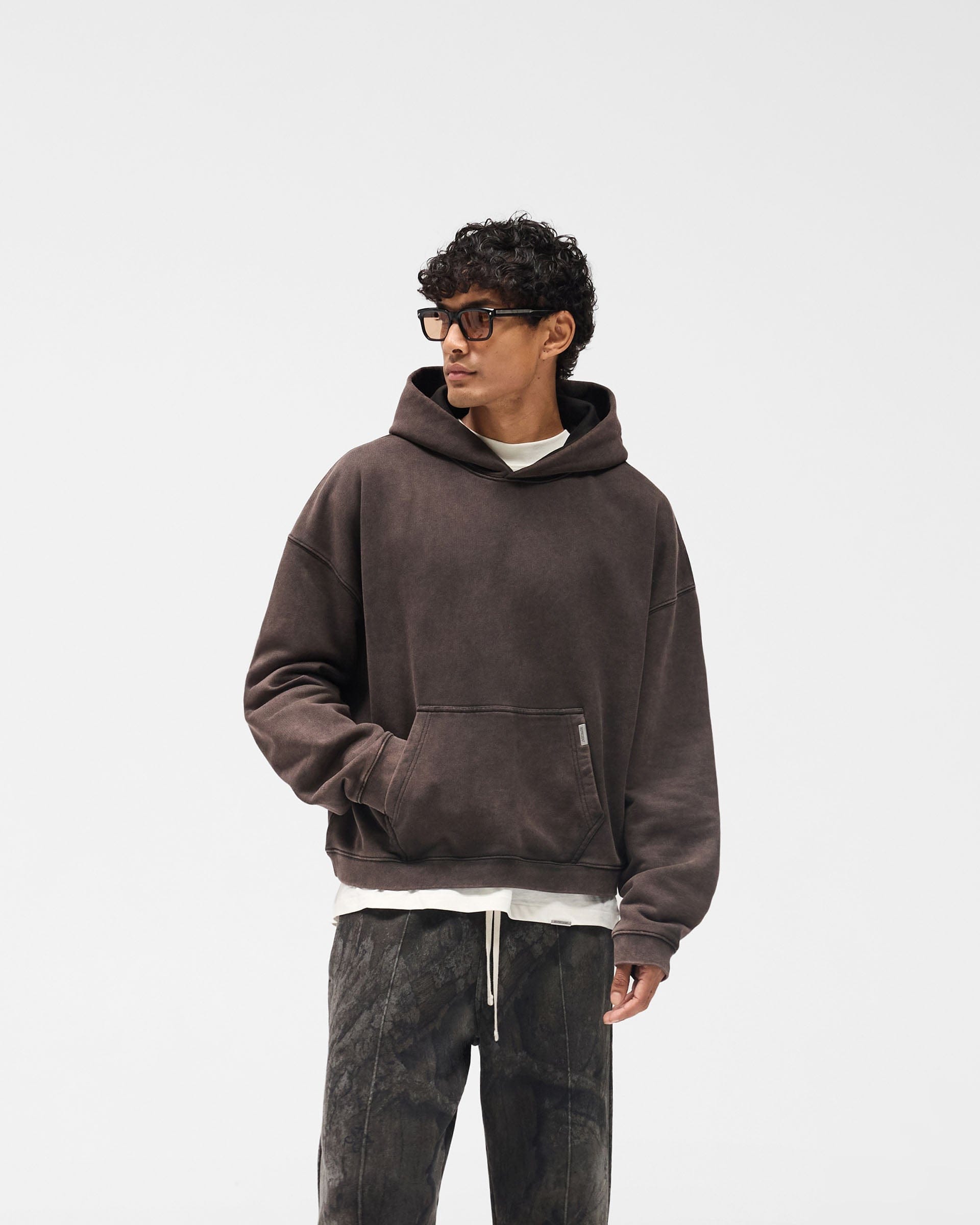 Initial Boxy Hoodie - Coffee