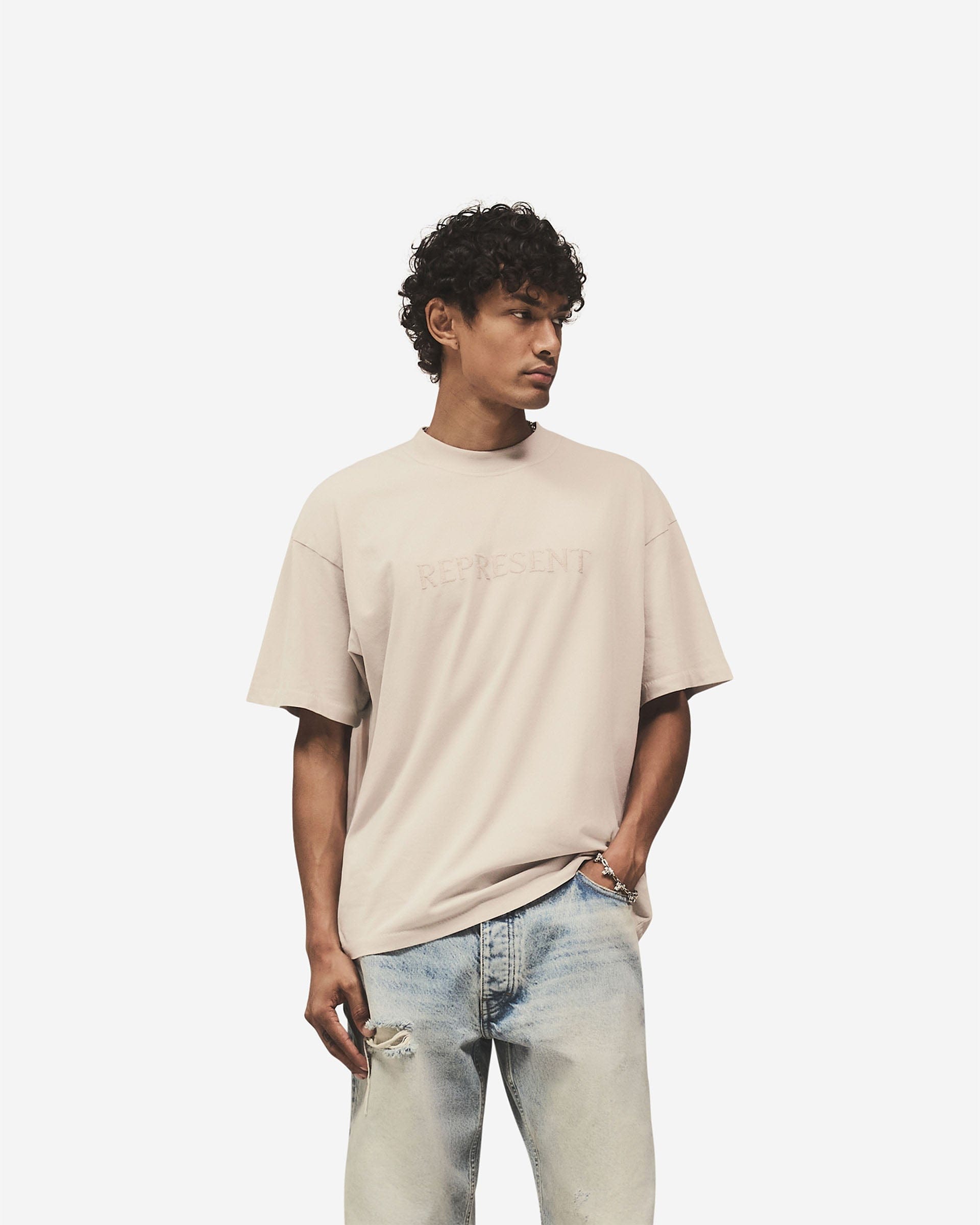 Logo Pack Embroidered Serif Logo T-Shirt - Concrete