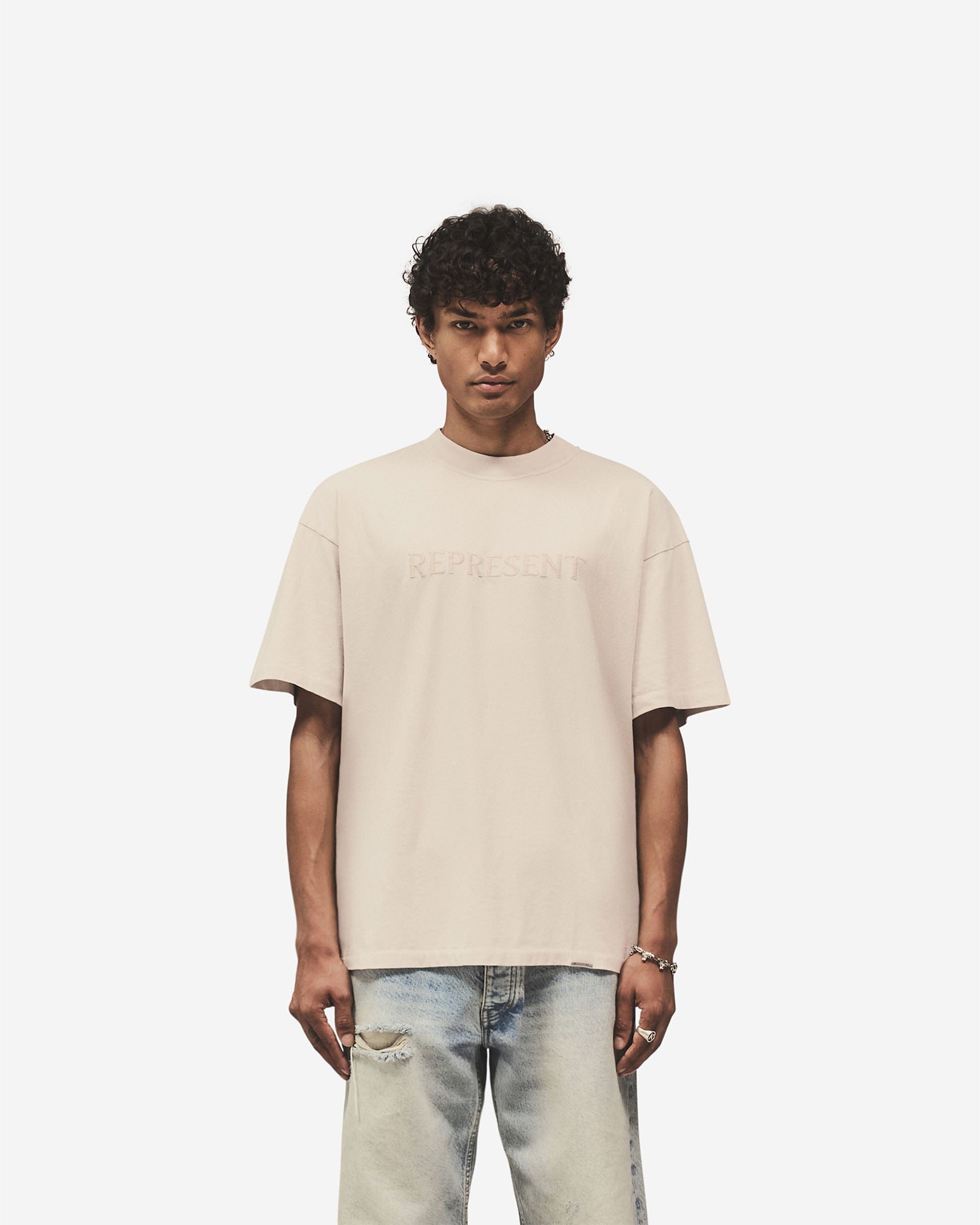 Logo Pack Embroidered Serif Logo T-Shirt - Concrete