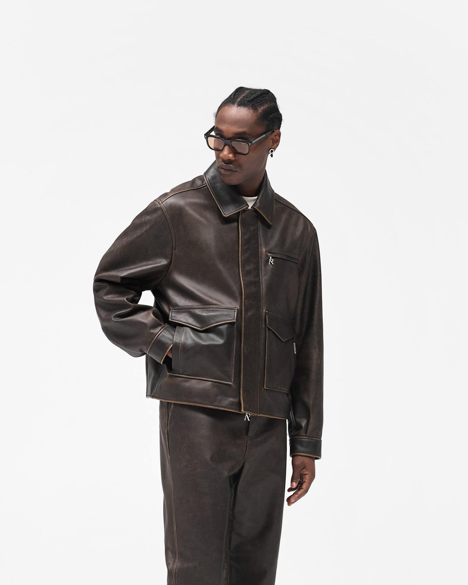 FW25 Sunfade Leather Jacket - Nero