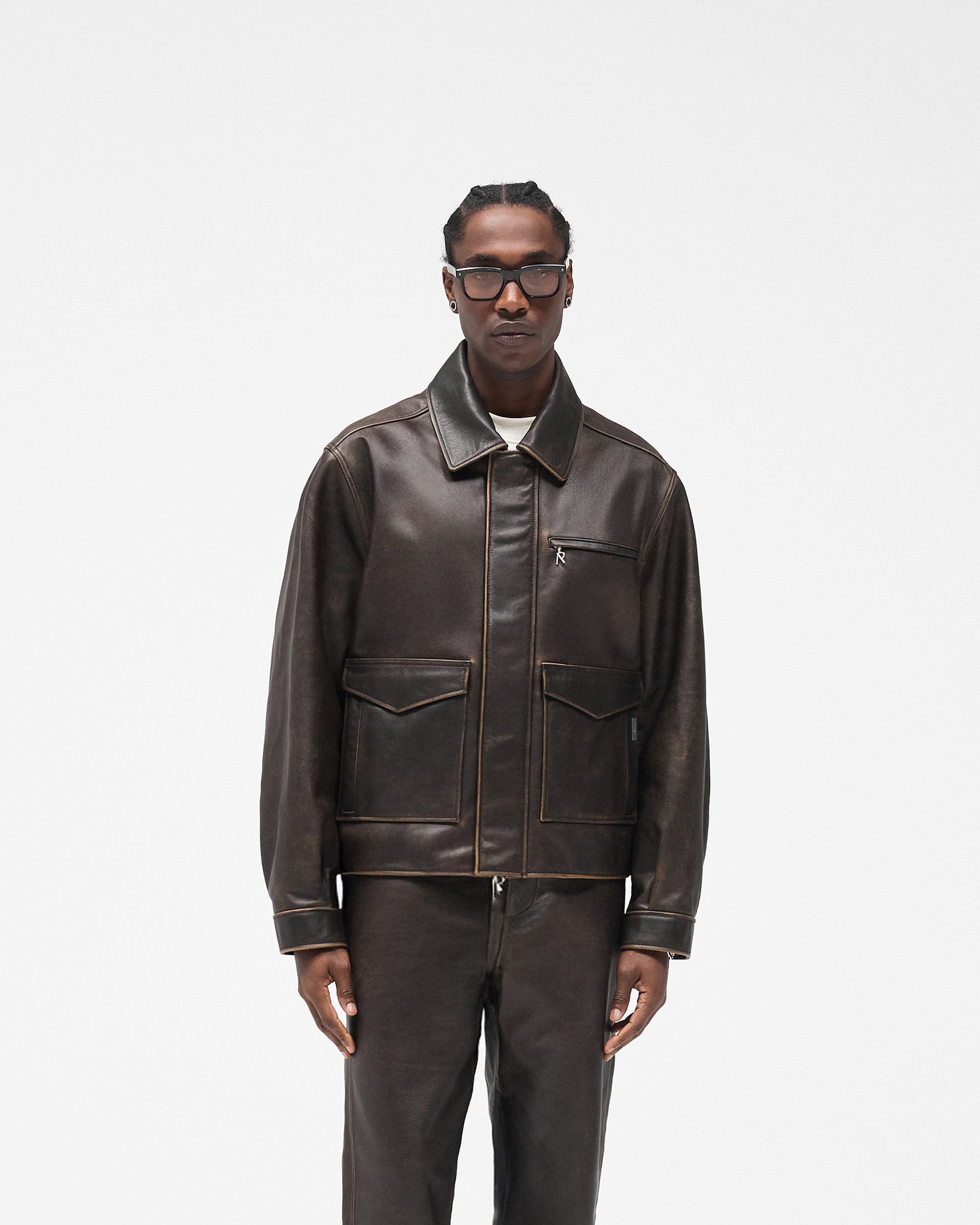 FW25 Sunfade Leather Jacket - Nero