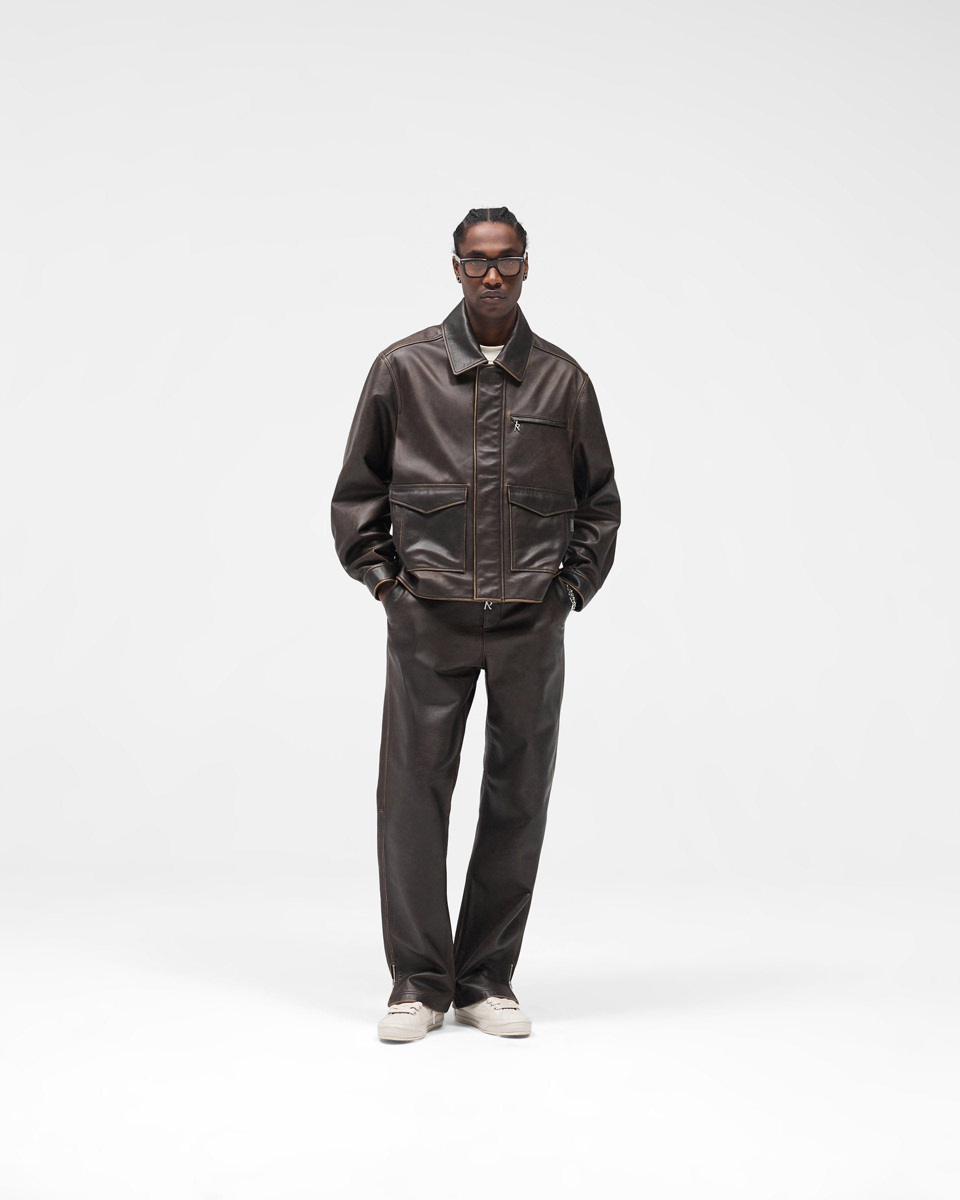 FW25 Sunfade Leather Jacket - Nero