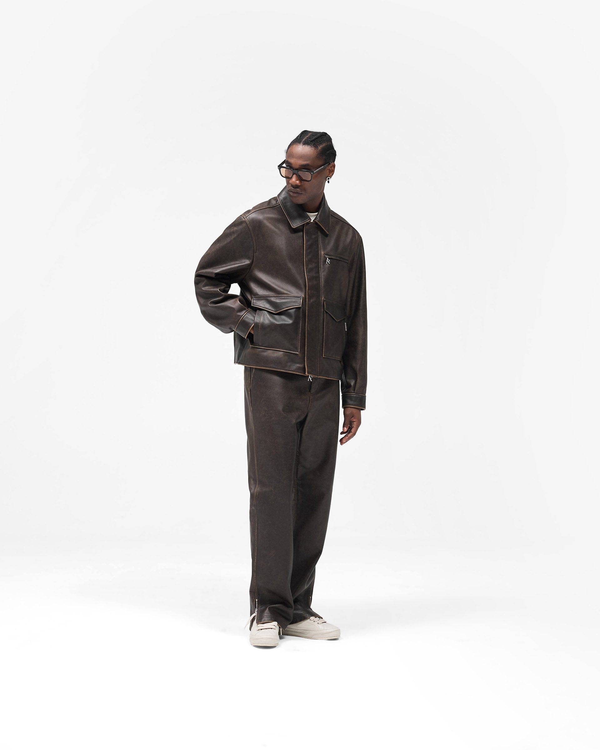 FW25 Sunfade Leather Jacket - Nero