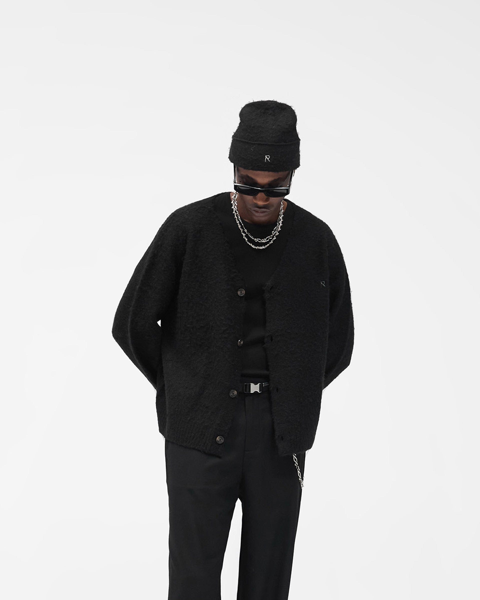 FW25 Textured Knit Cardigan - Jet Black