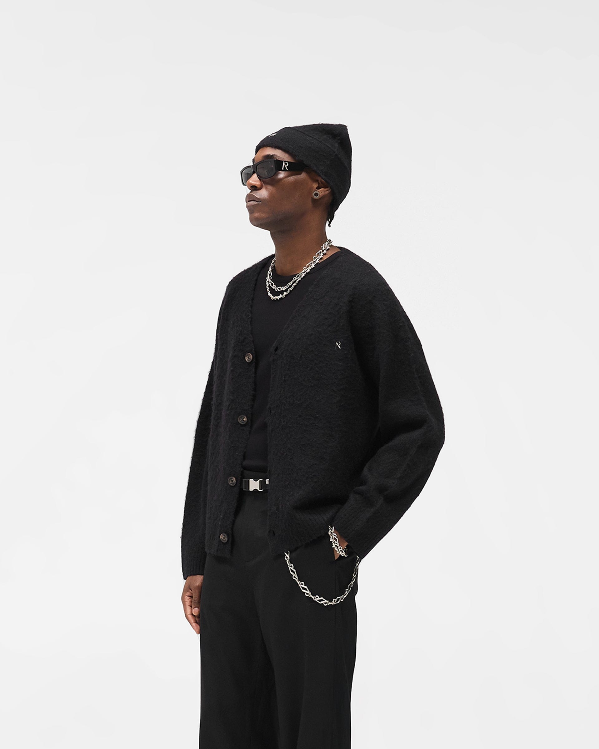 FW25 Textured Knit Cardigan - Jet Black