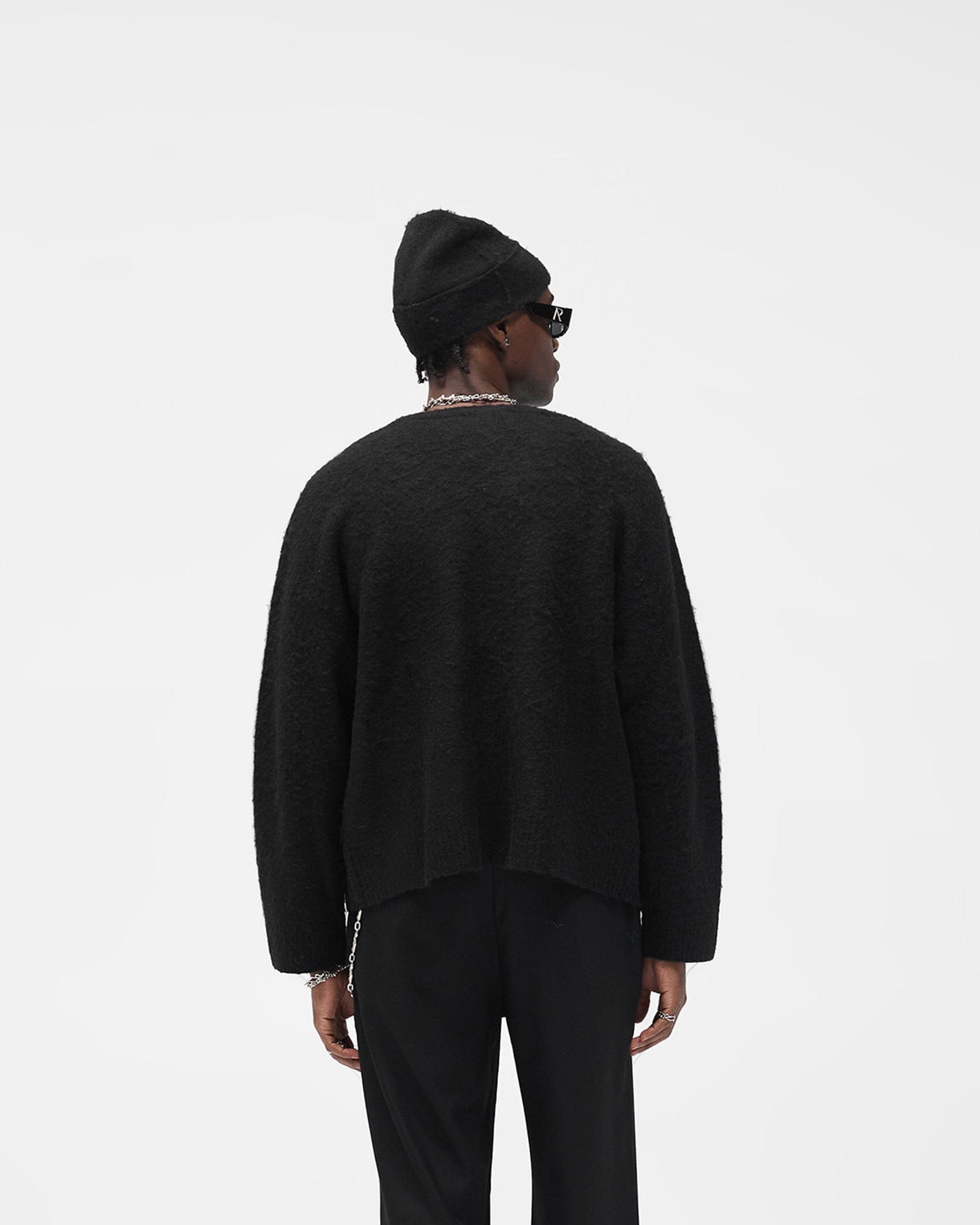 FW25 Textured Knit Cardigan - Jet Black