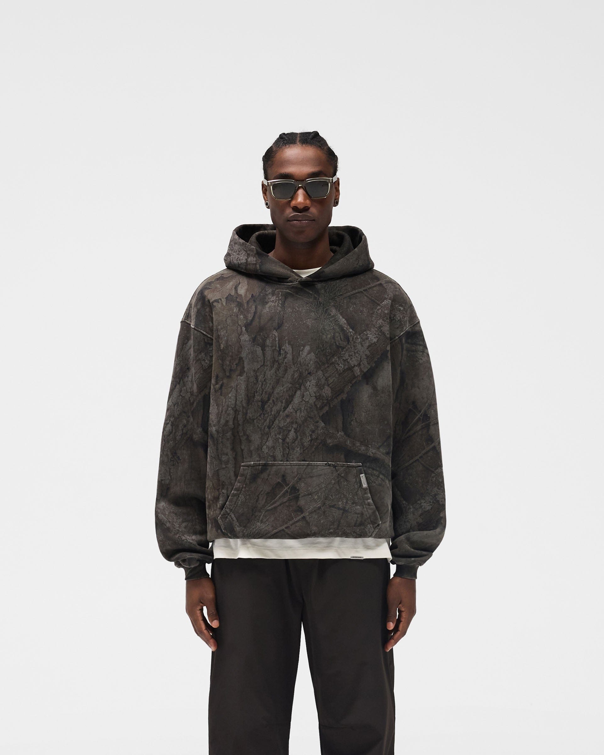 Initial Overdye Realtree® Oversized Hoodie - Overdyed Black