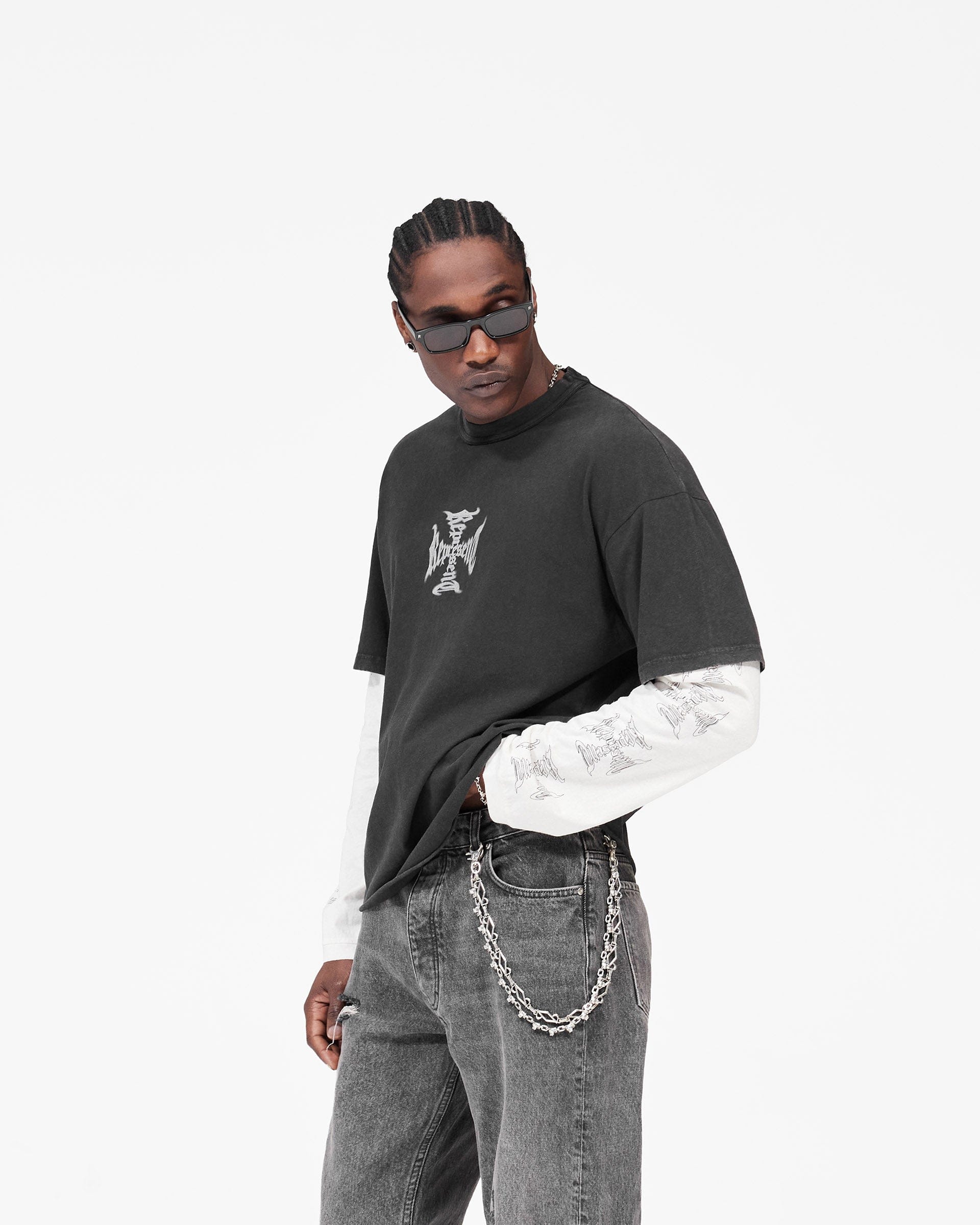 Heaton MH Stack Long Sleeve T-Shirt - Faded Black
