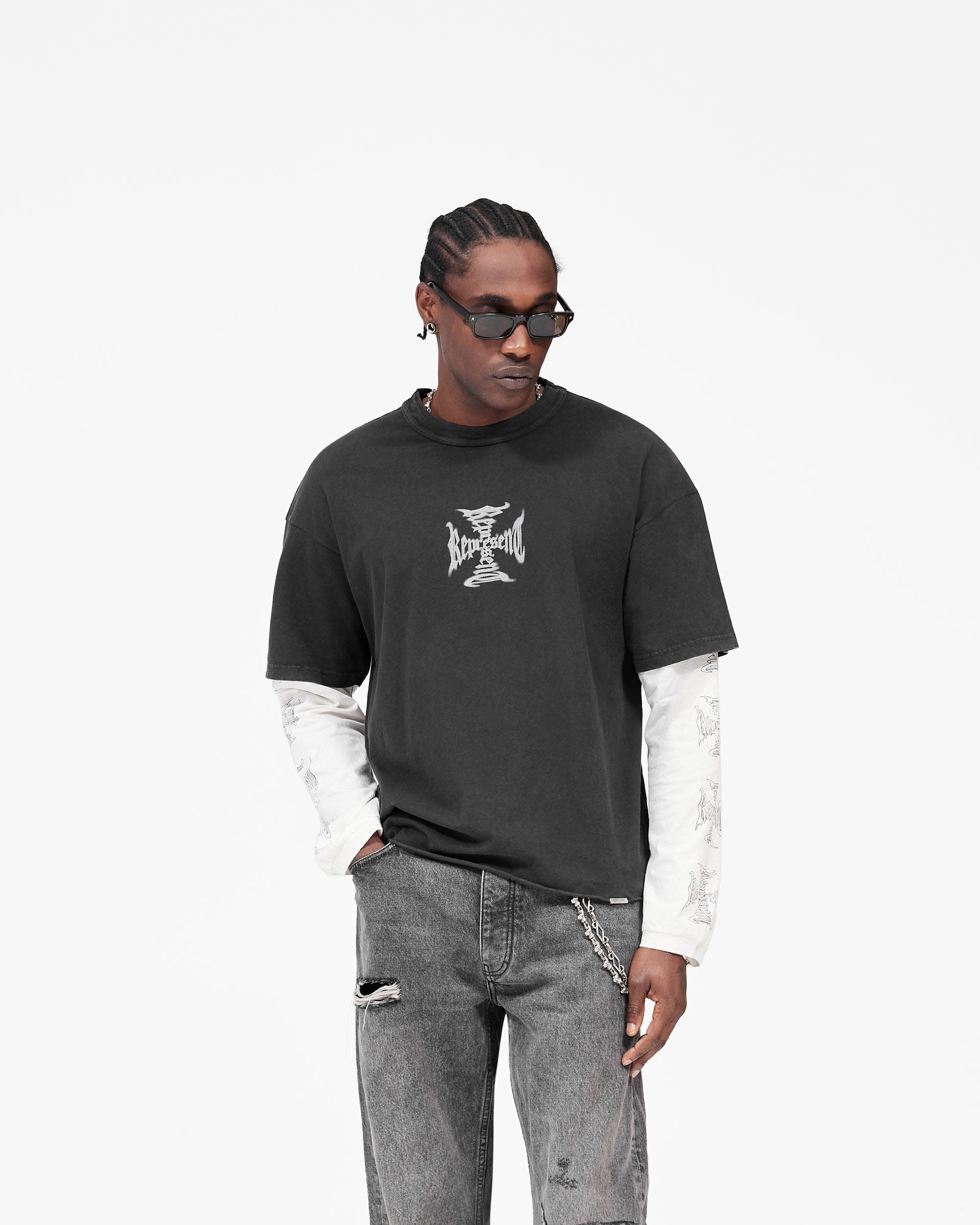 Heaton MH Stack Long Sleeve T-Shirt - Faded Black