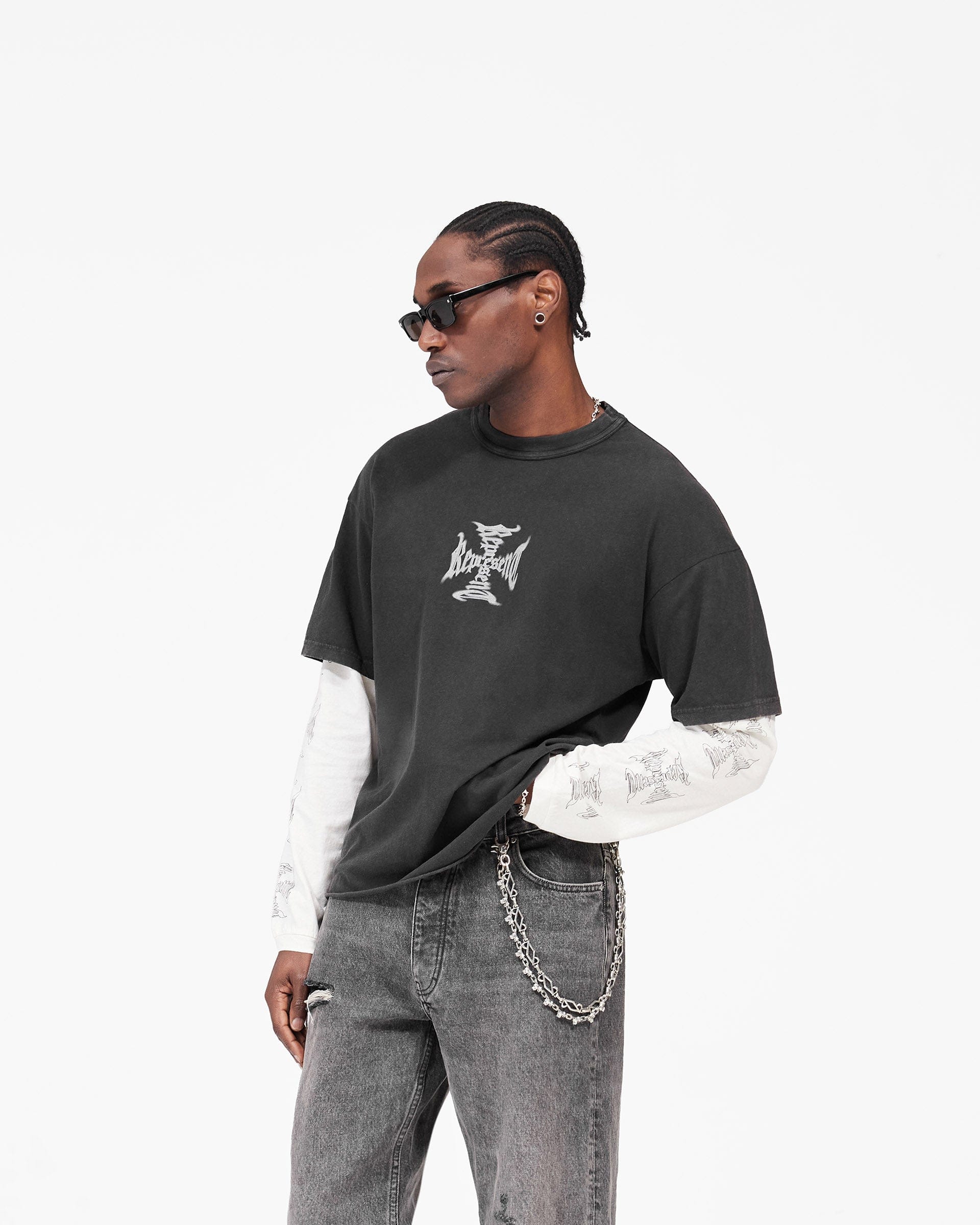 Heaton MH Stack Long Sleeve T-Shirt - Faded Black