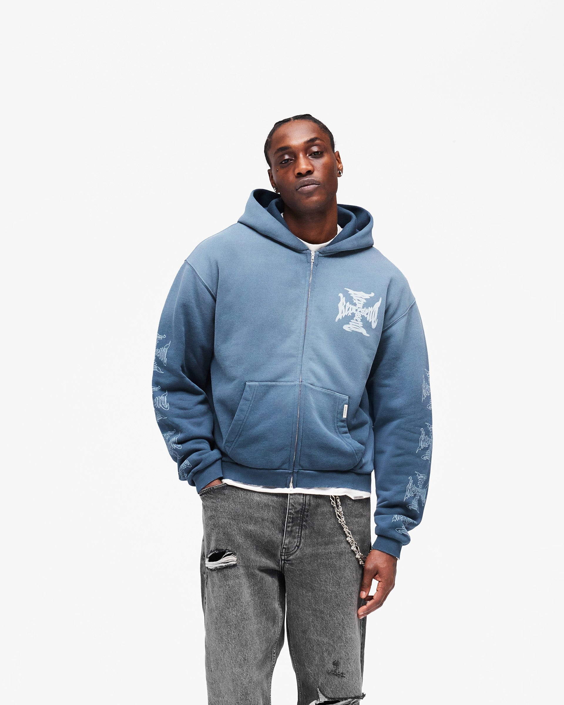 Heaton MH Shrunken Zip Hoodie - Vintage Navy