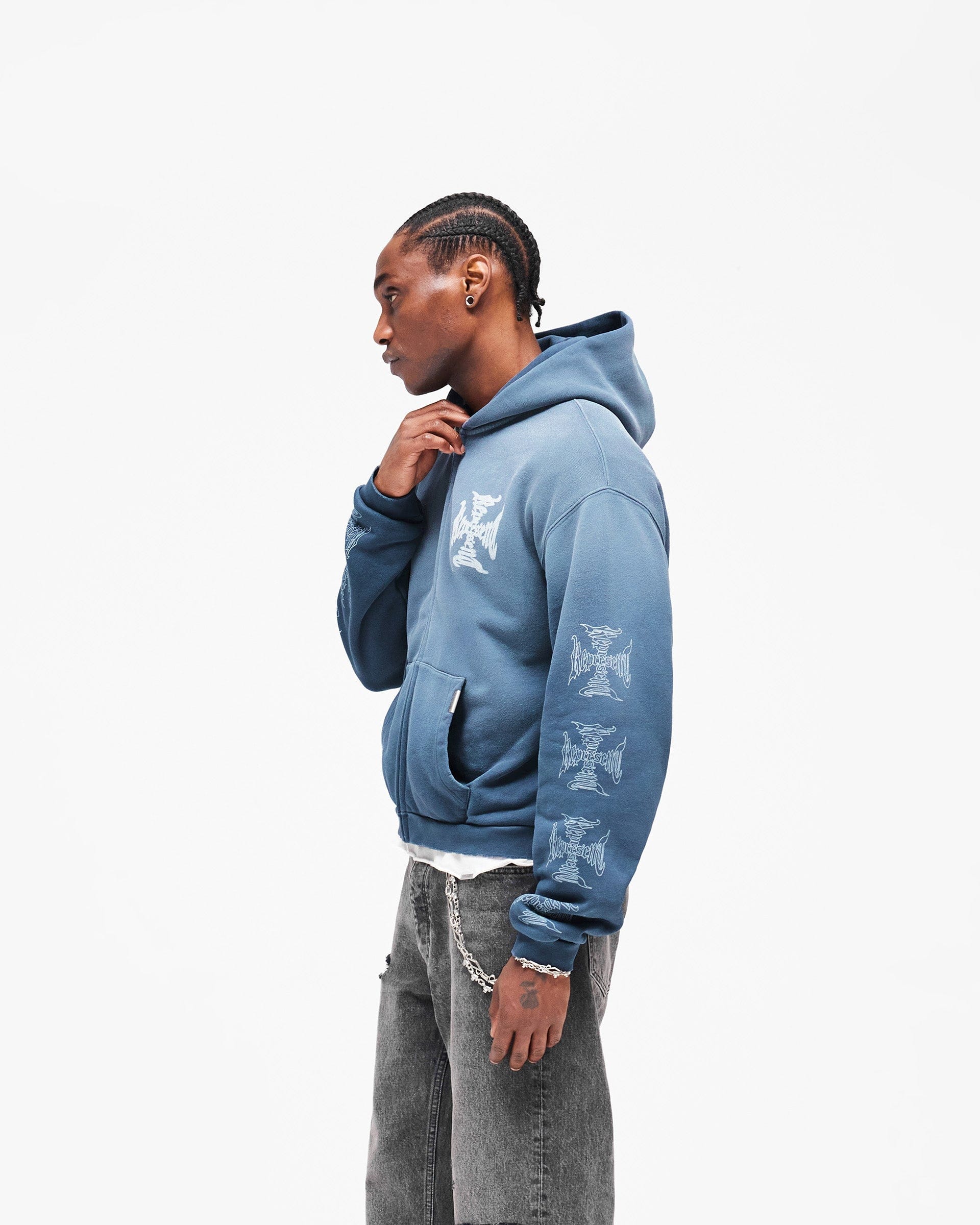 Heaton MH Shrunken Zip Hoodie - Vintage Navy