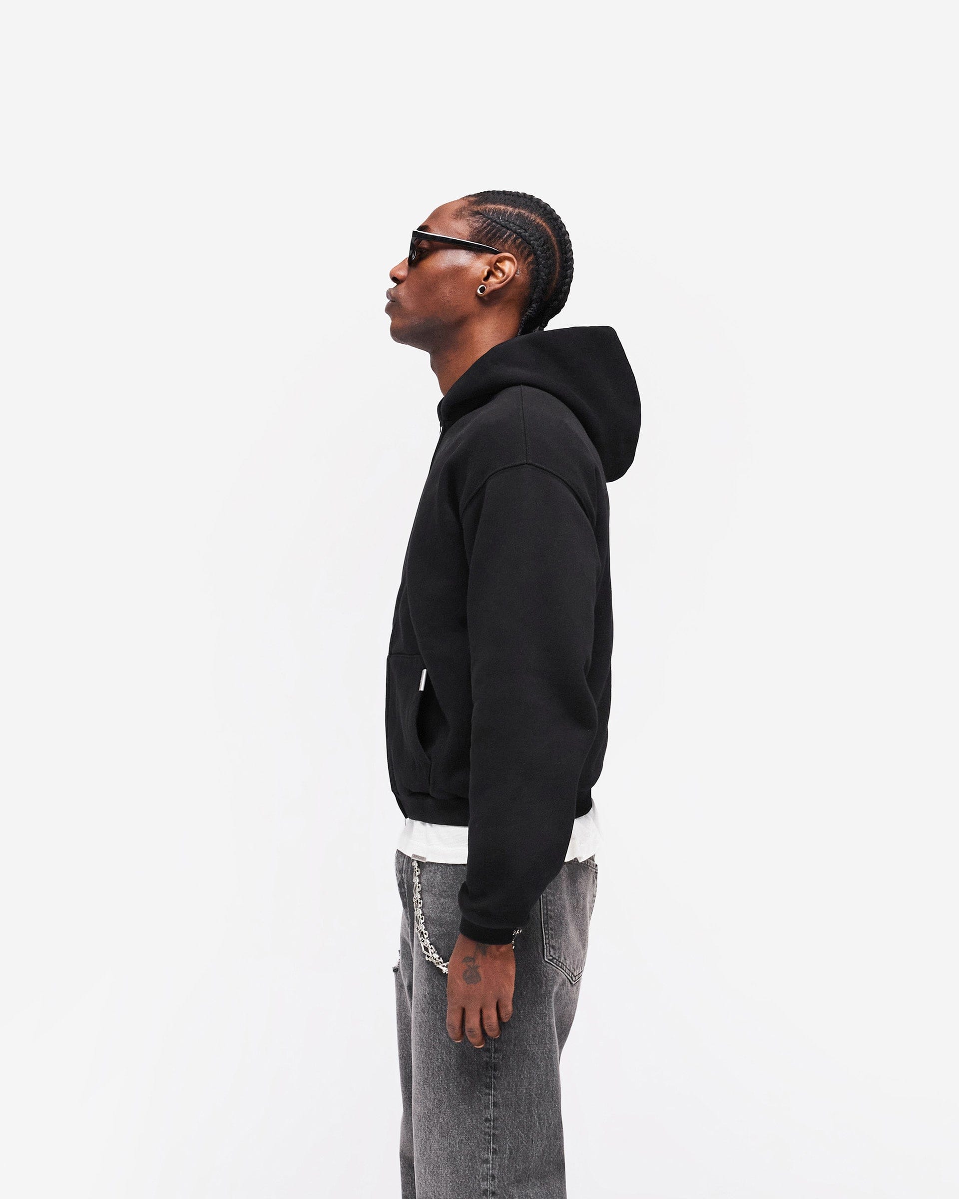 Heaton GH Shrunken Zip Hoodie - Jet Black