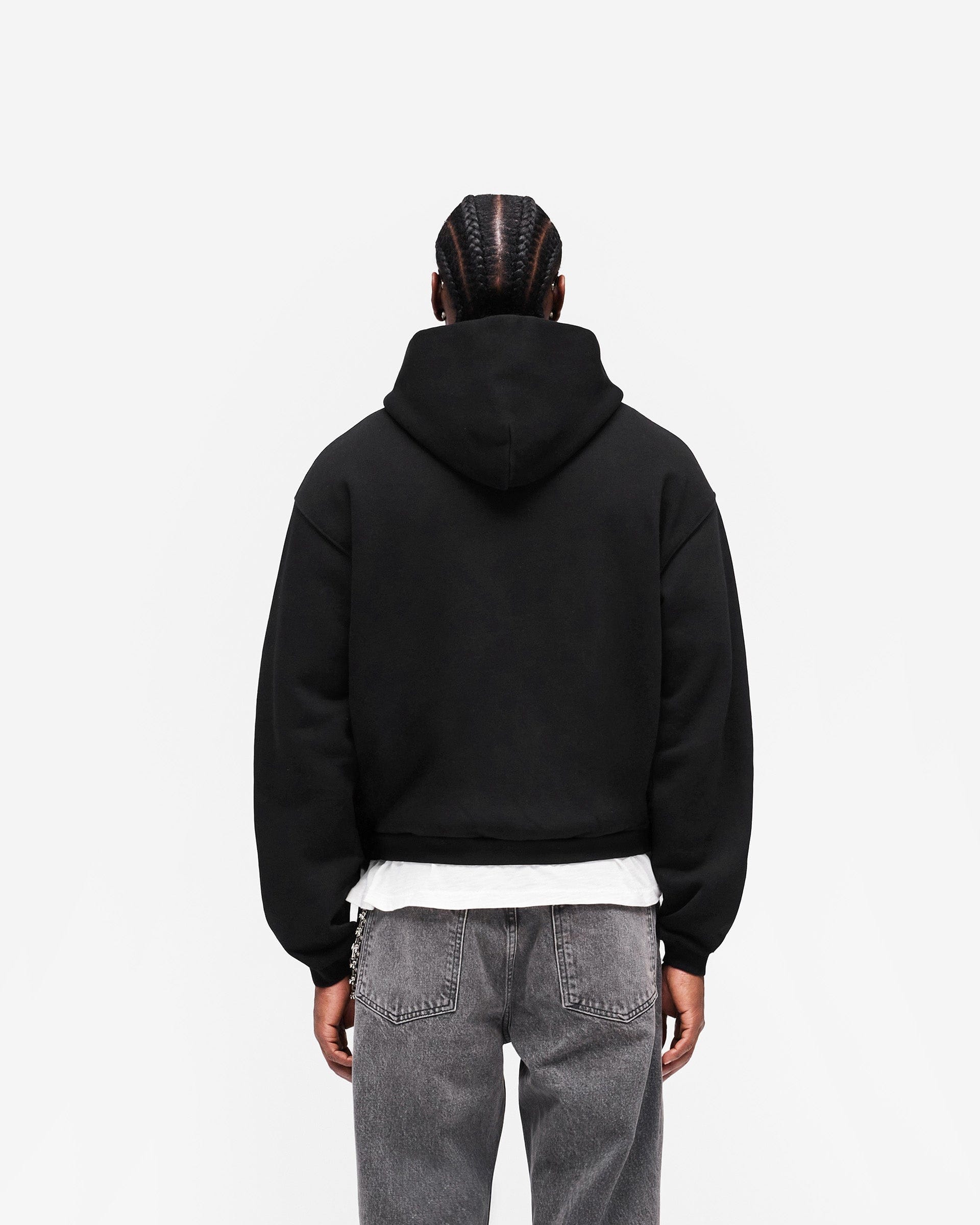 Heaton GH Shrunken Zip Hoodie - Jet Black