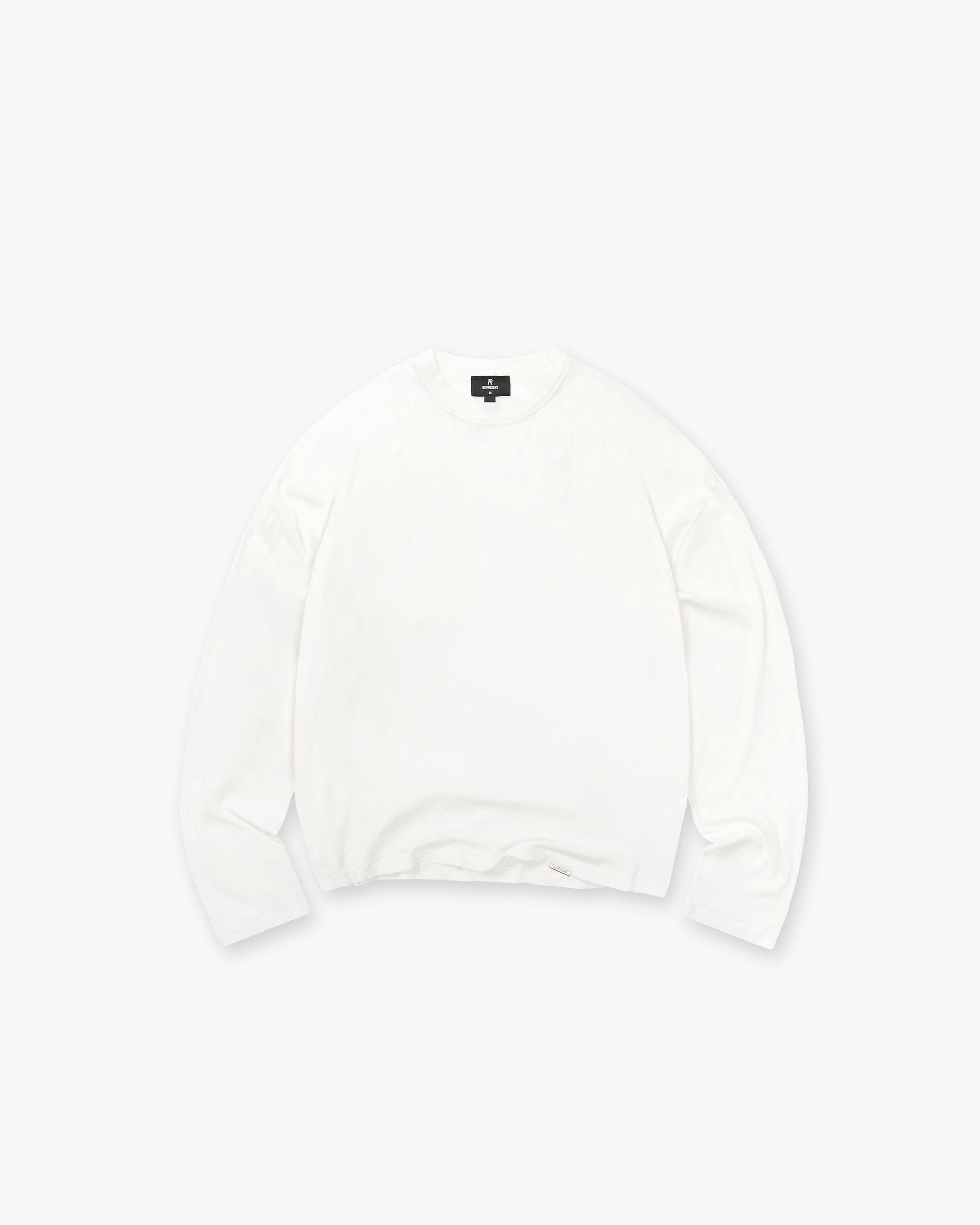 Initial Sheer Rib Long Sleeve T-Shirt - Flat White