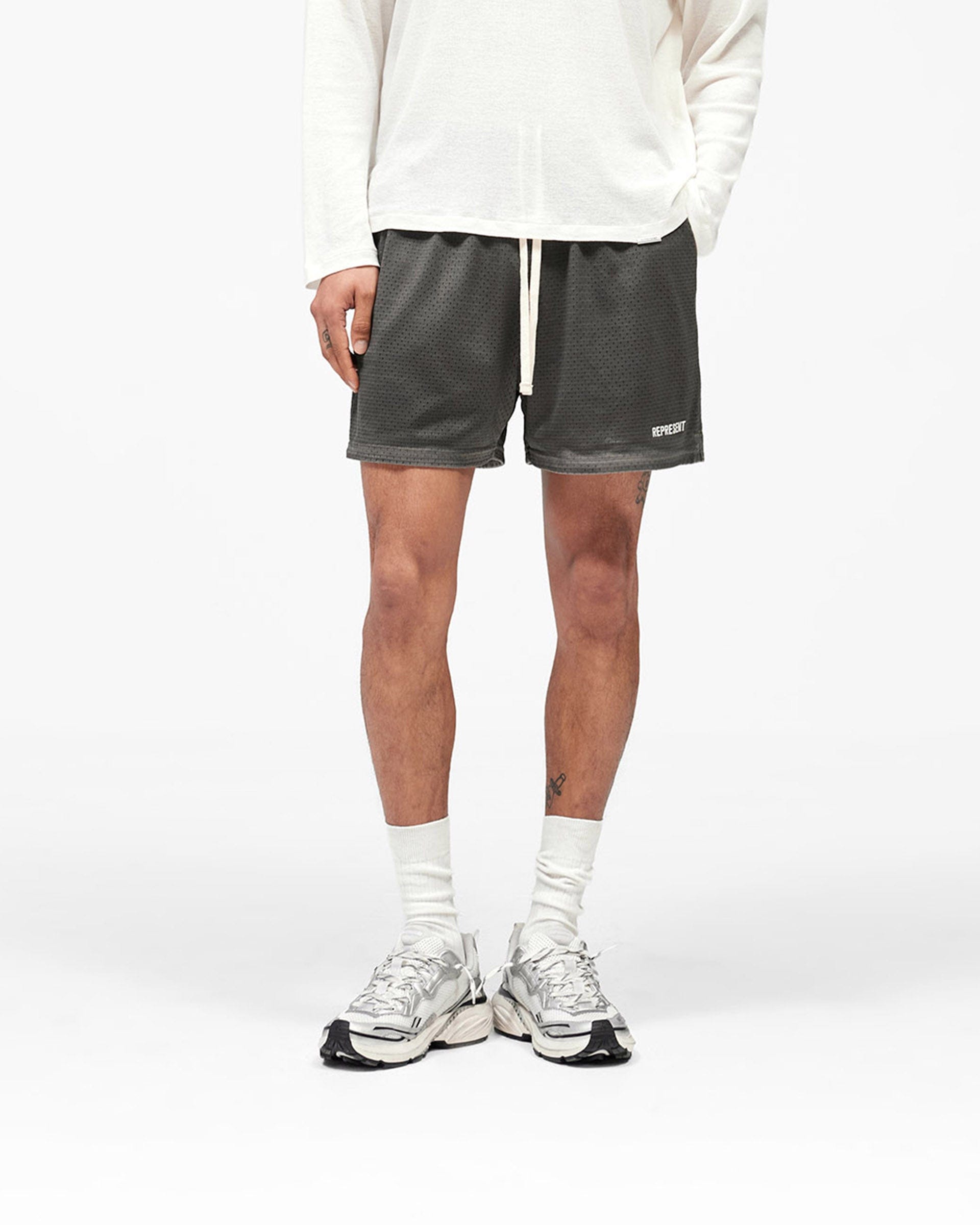 SS26 Washed Mesh Shorts - Vintage Grey