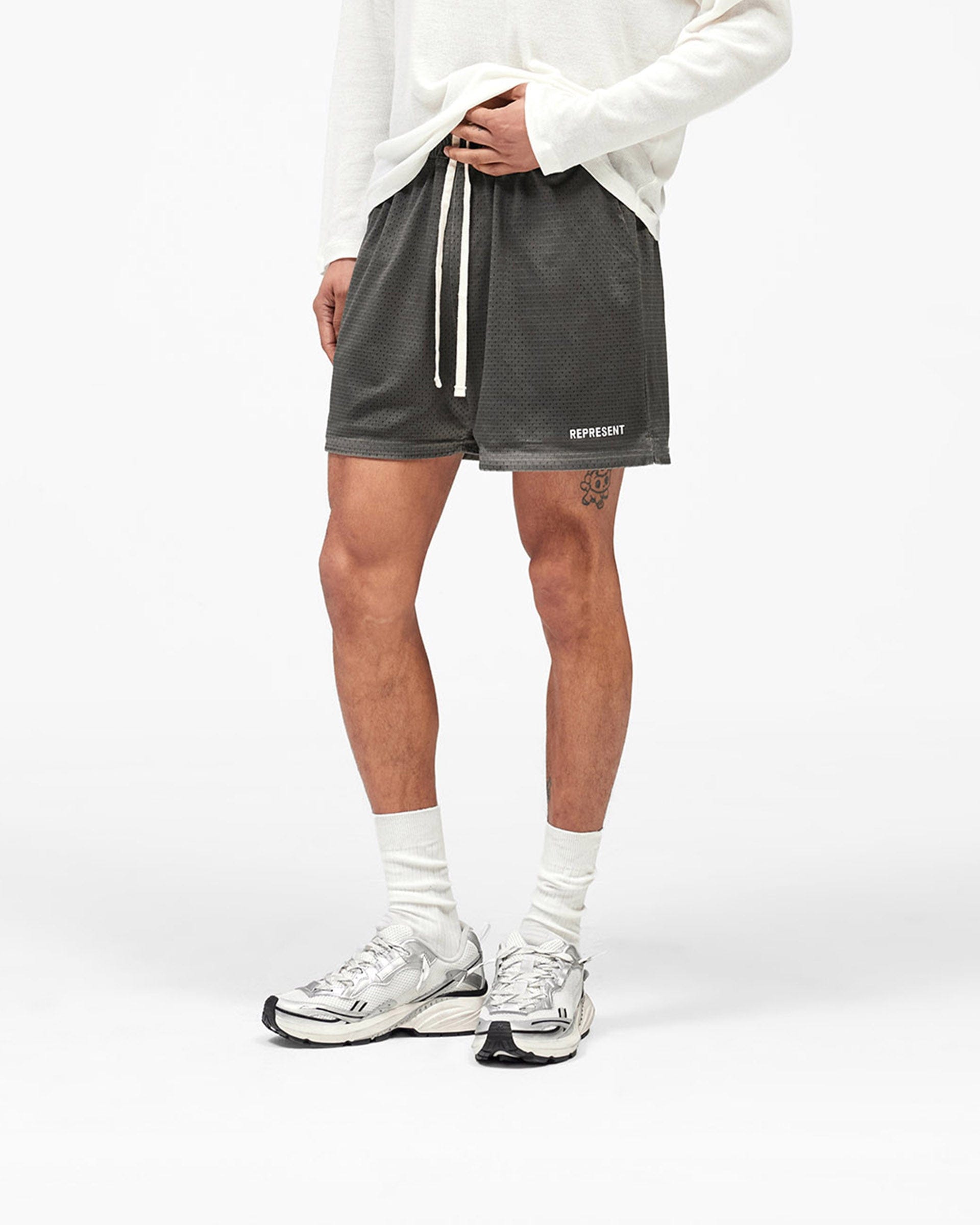 SS26 Washed Mesh Shorts - Vintage Grey