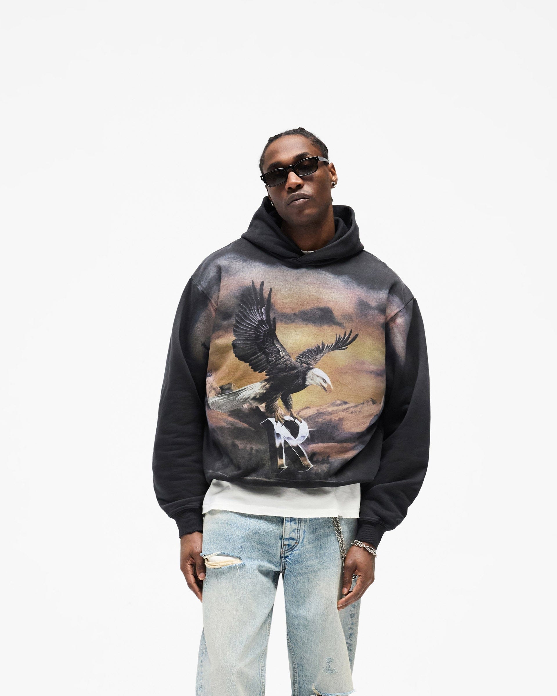 SS26 Chrome Flight Hoodie - Stained Black