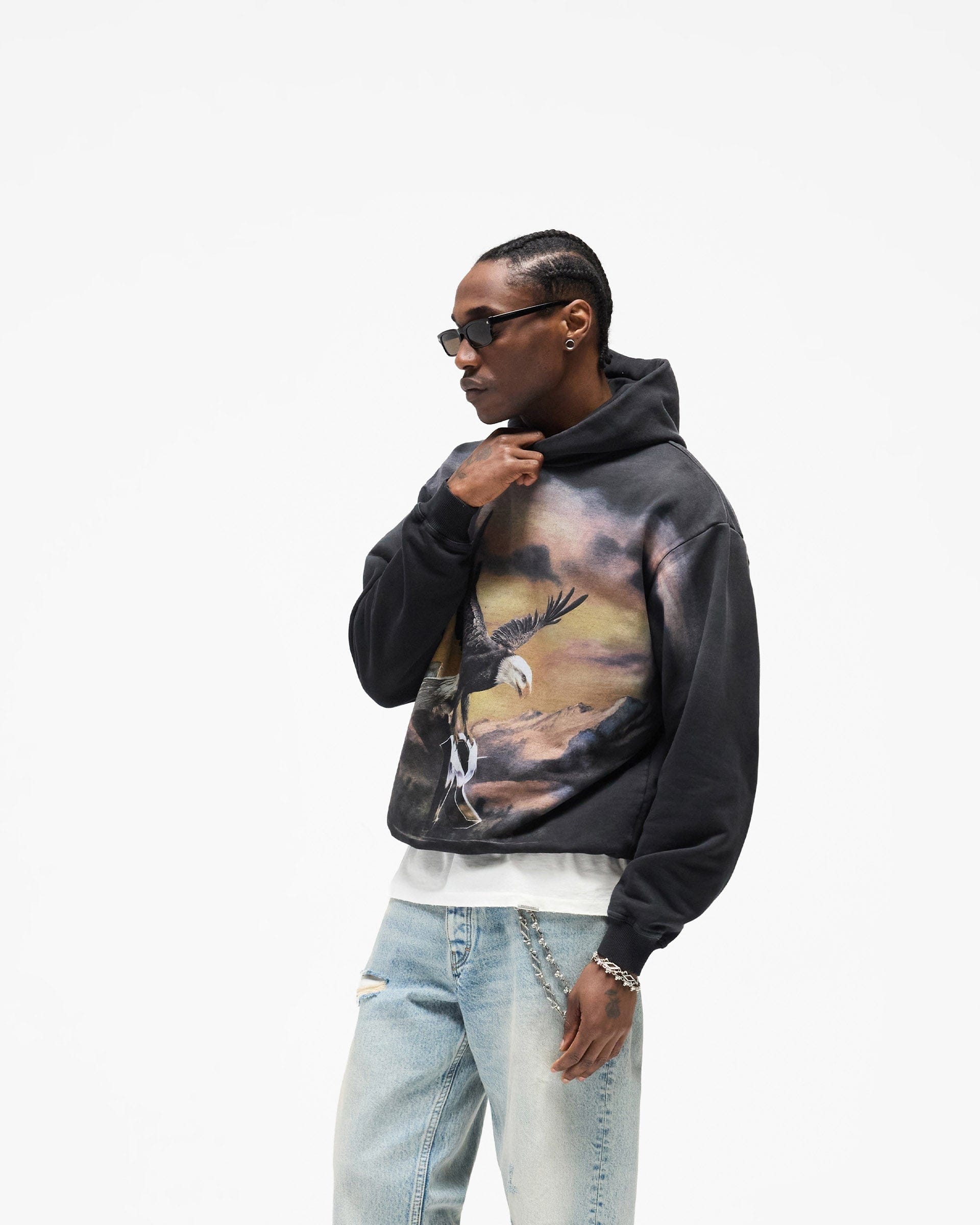 SS26 Chrome Flight Hoodie - Stained Black