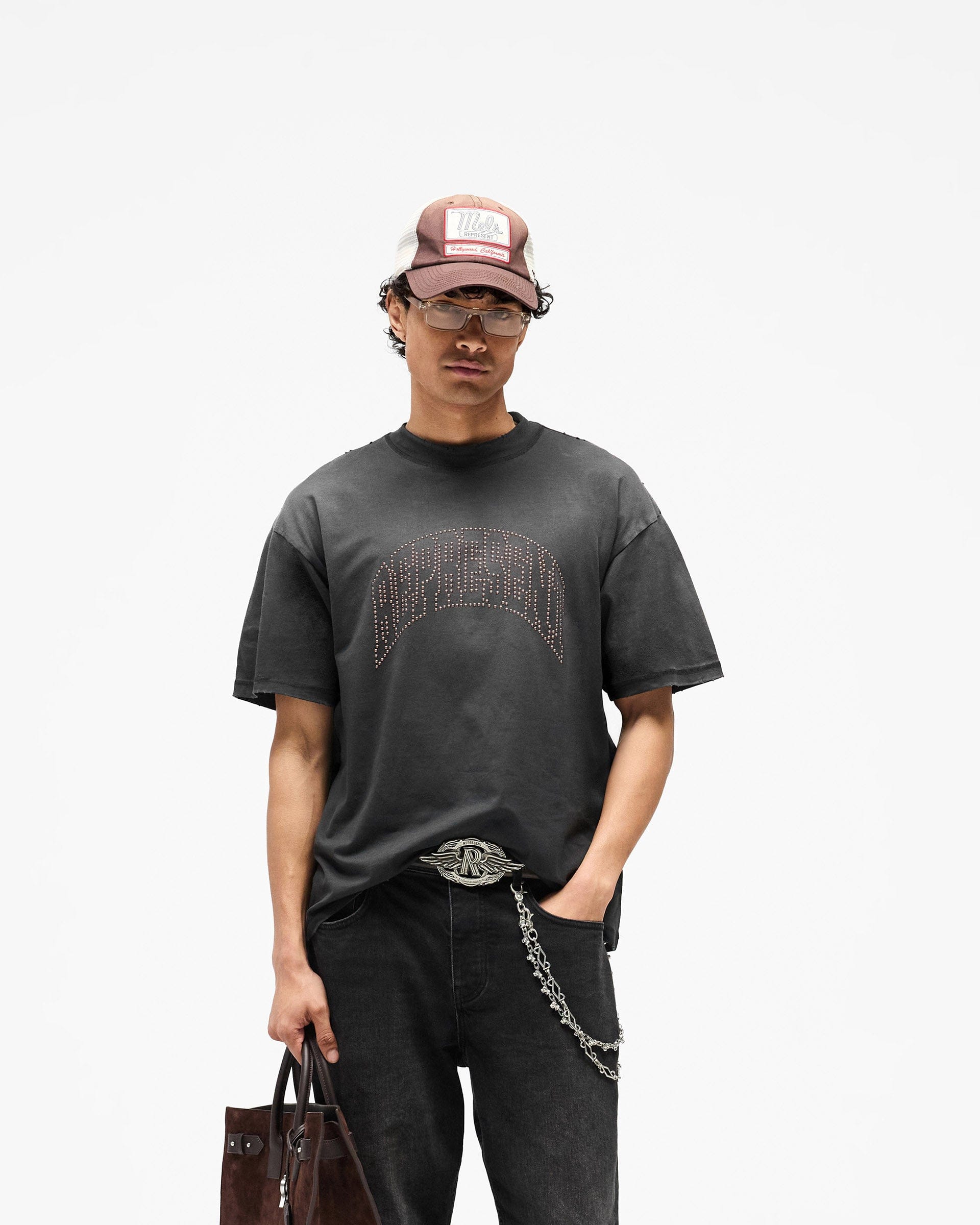 SS26 Embellished Represent T-Shirt - Stained Black