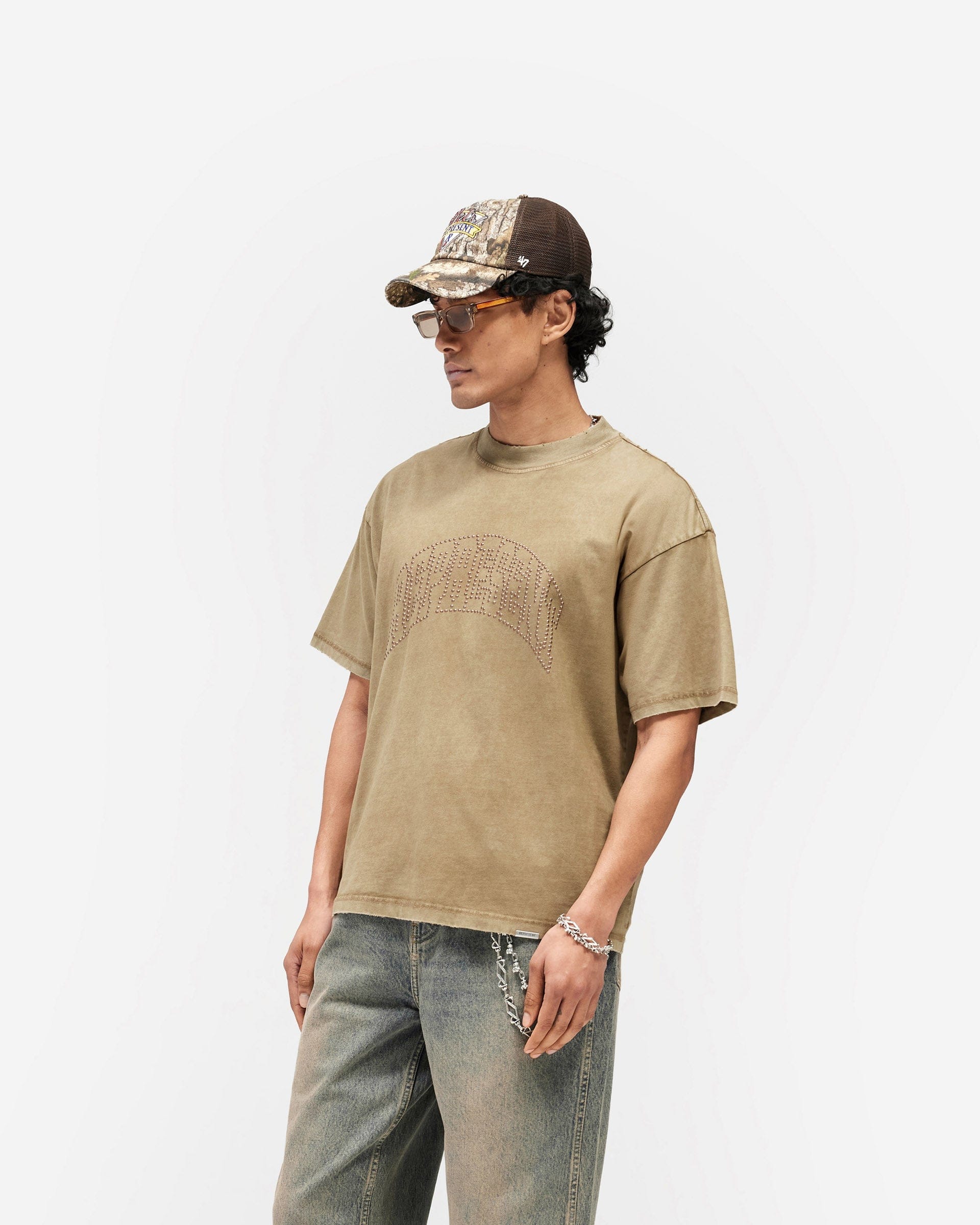 SS26 Embellished Represent T-Shirt - Vintage Khaki