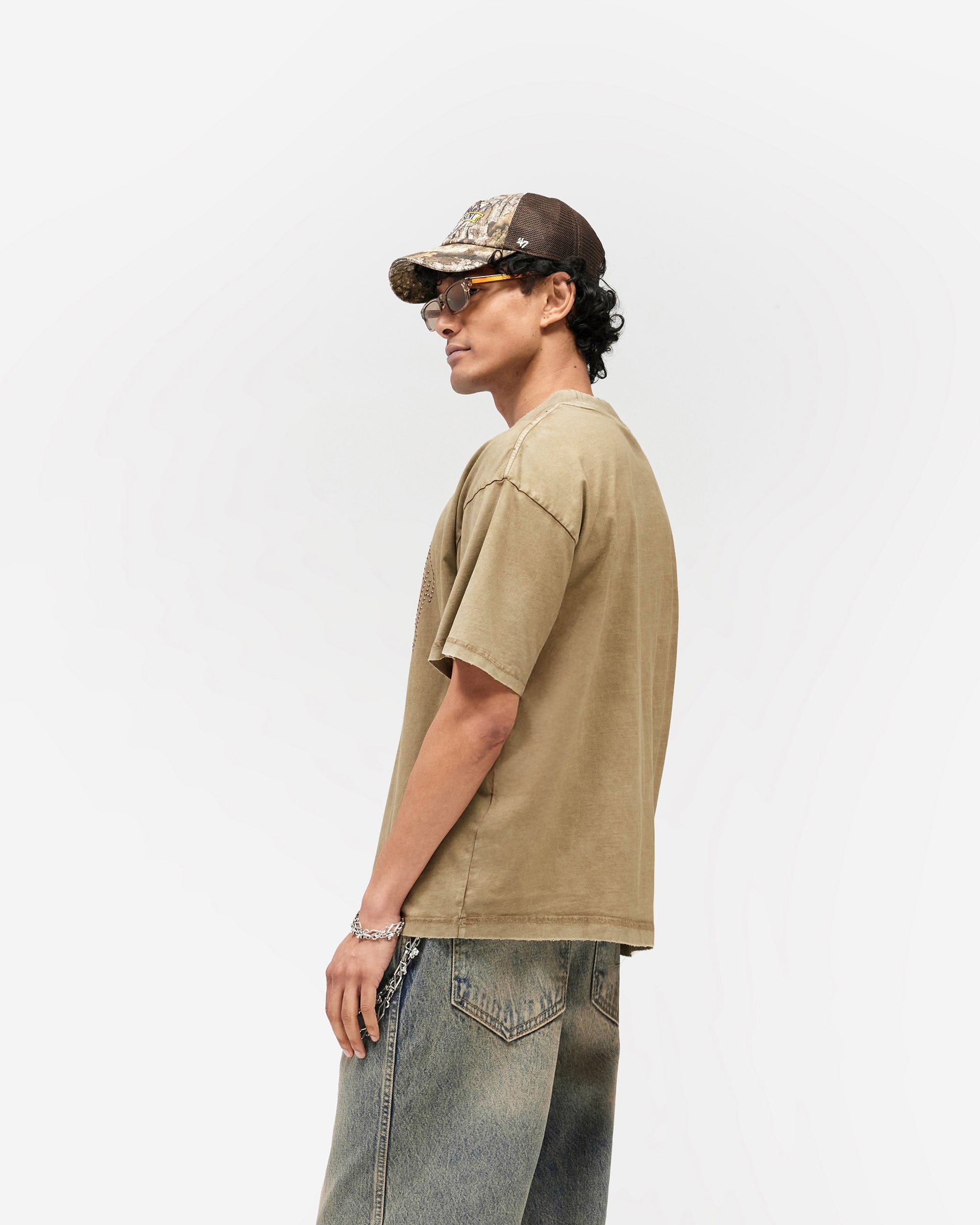 SS26 Embellished Represent T-Shirt - Vintage Khaki