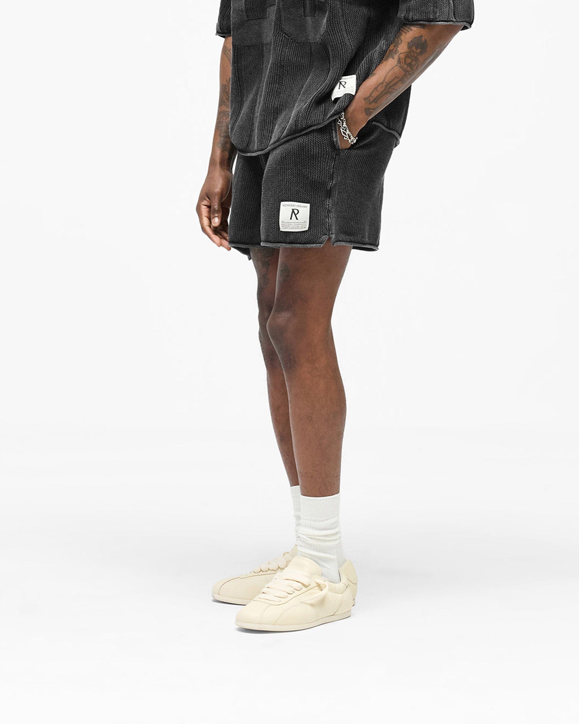 SS26 Knitted Varsity Shorts - Vintage Grey