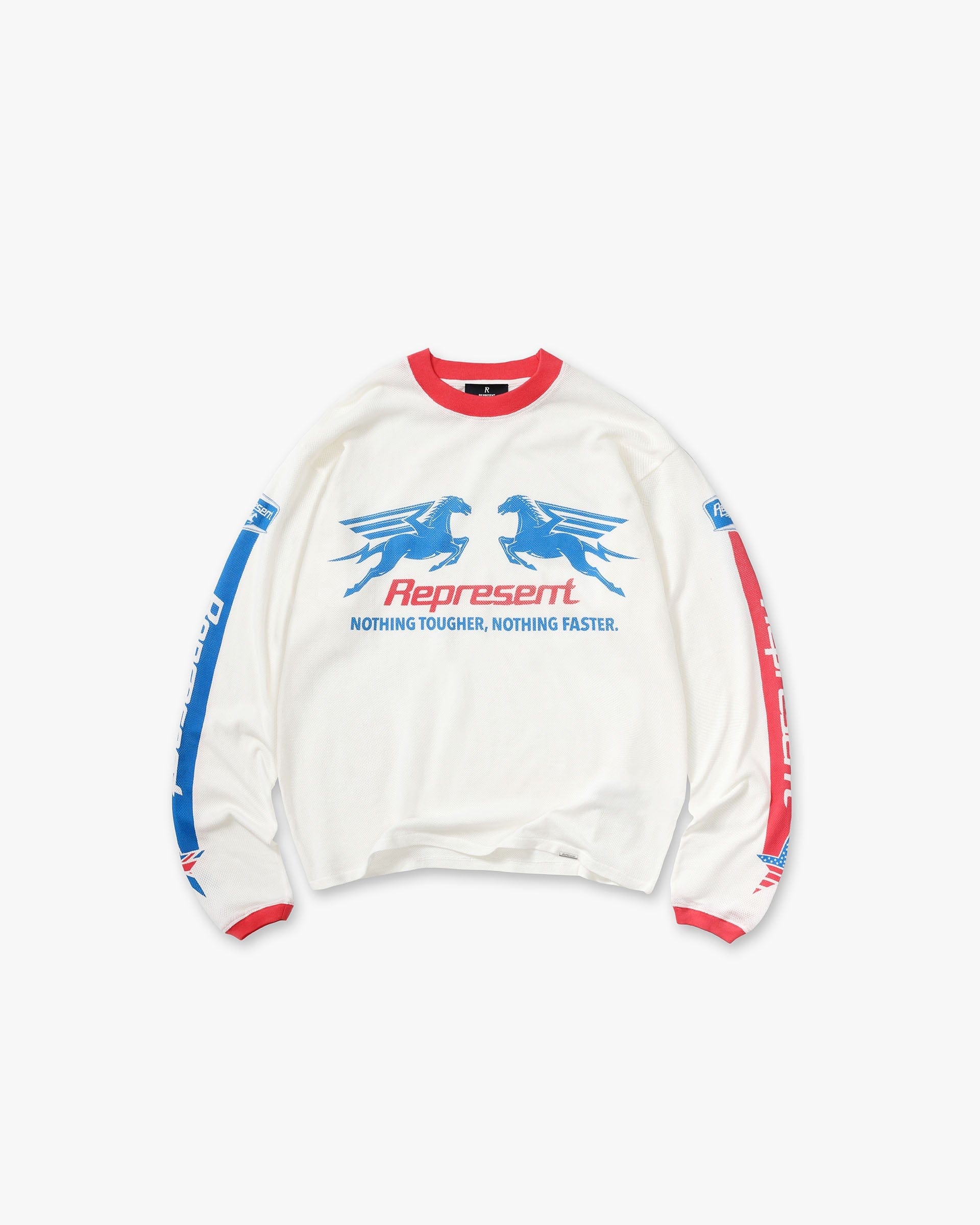 SS26 Mesh Pegasus Long Sleeve T-Shirt - Flat White