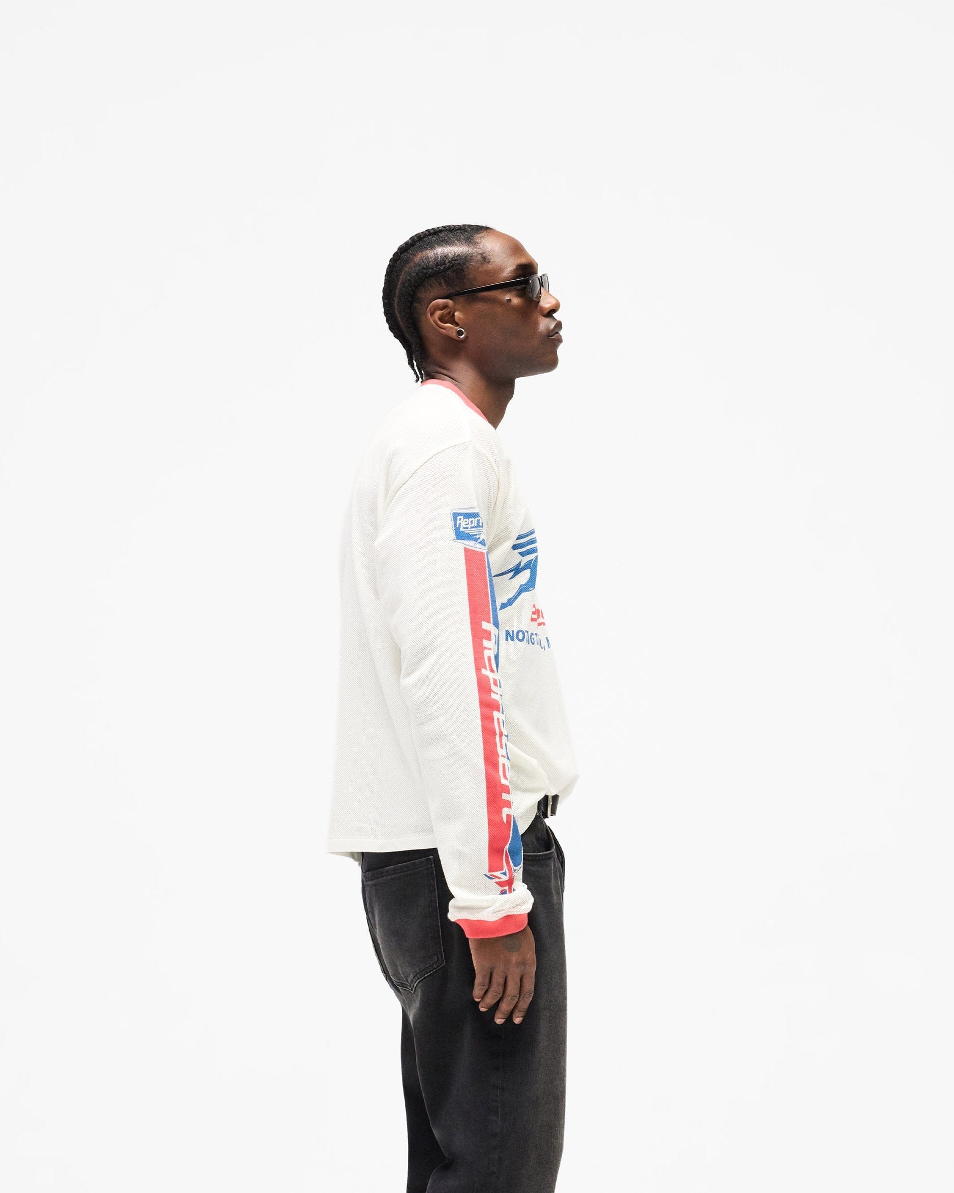 SS26 Mesh Pegasus Long Sleeve T-Shirt - Flat White