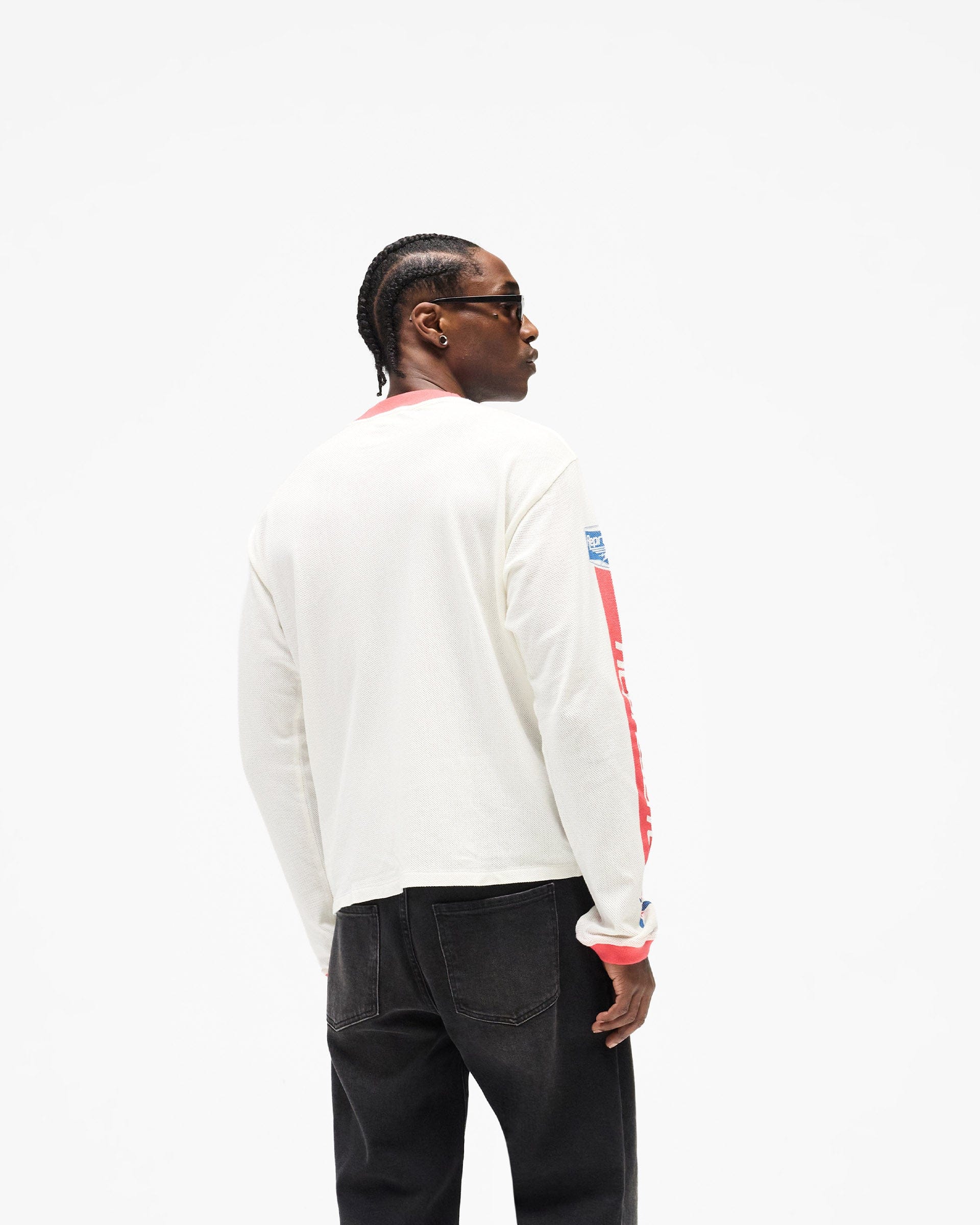 SS26 Mesh Pegasus Long Sleeve T-Shirt - Flat White