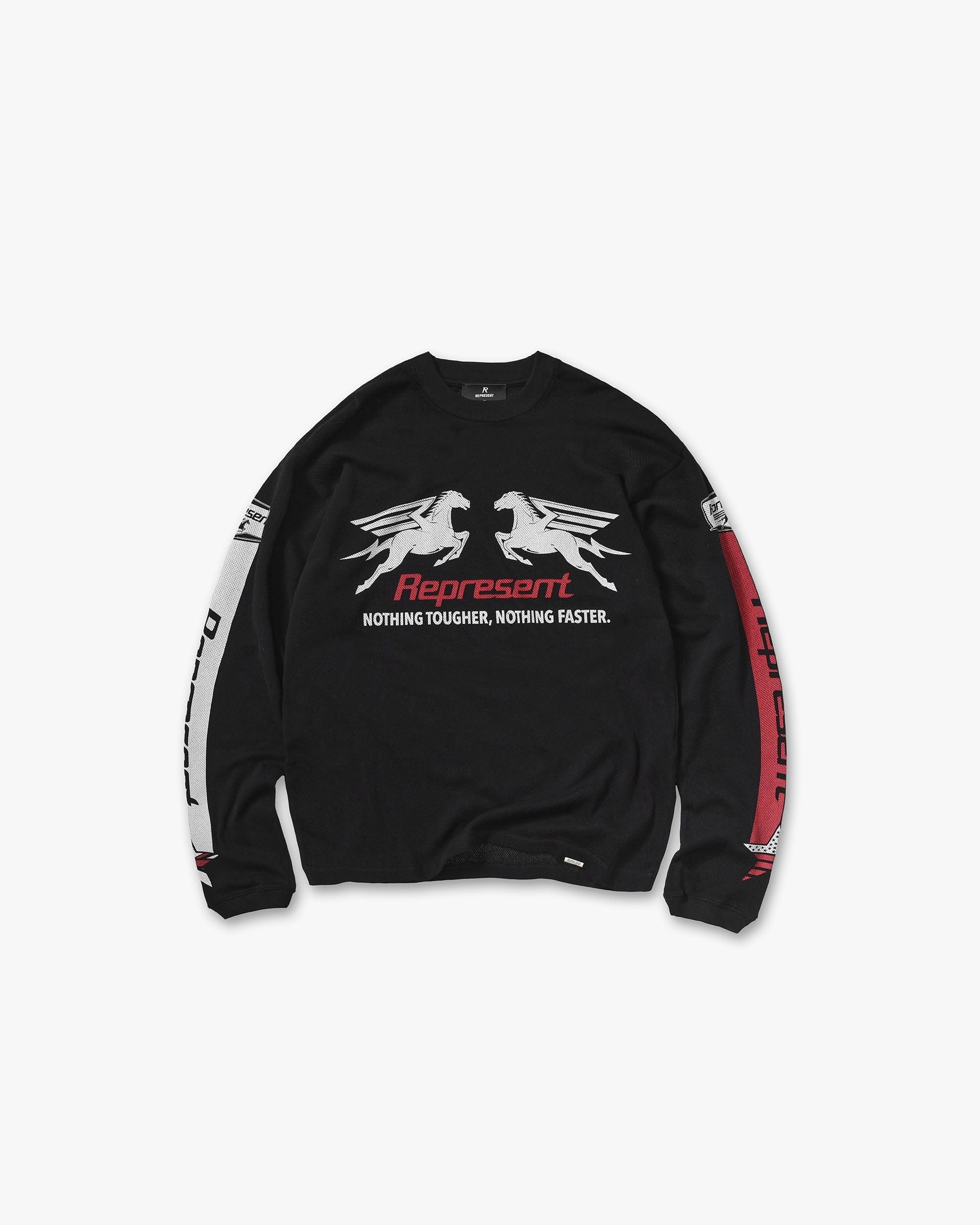 SS26 Mesh Pegasus Long Sleeve T-Shirt - Jet Black