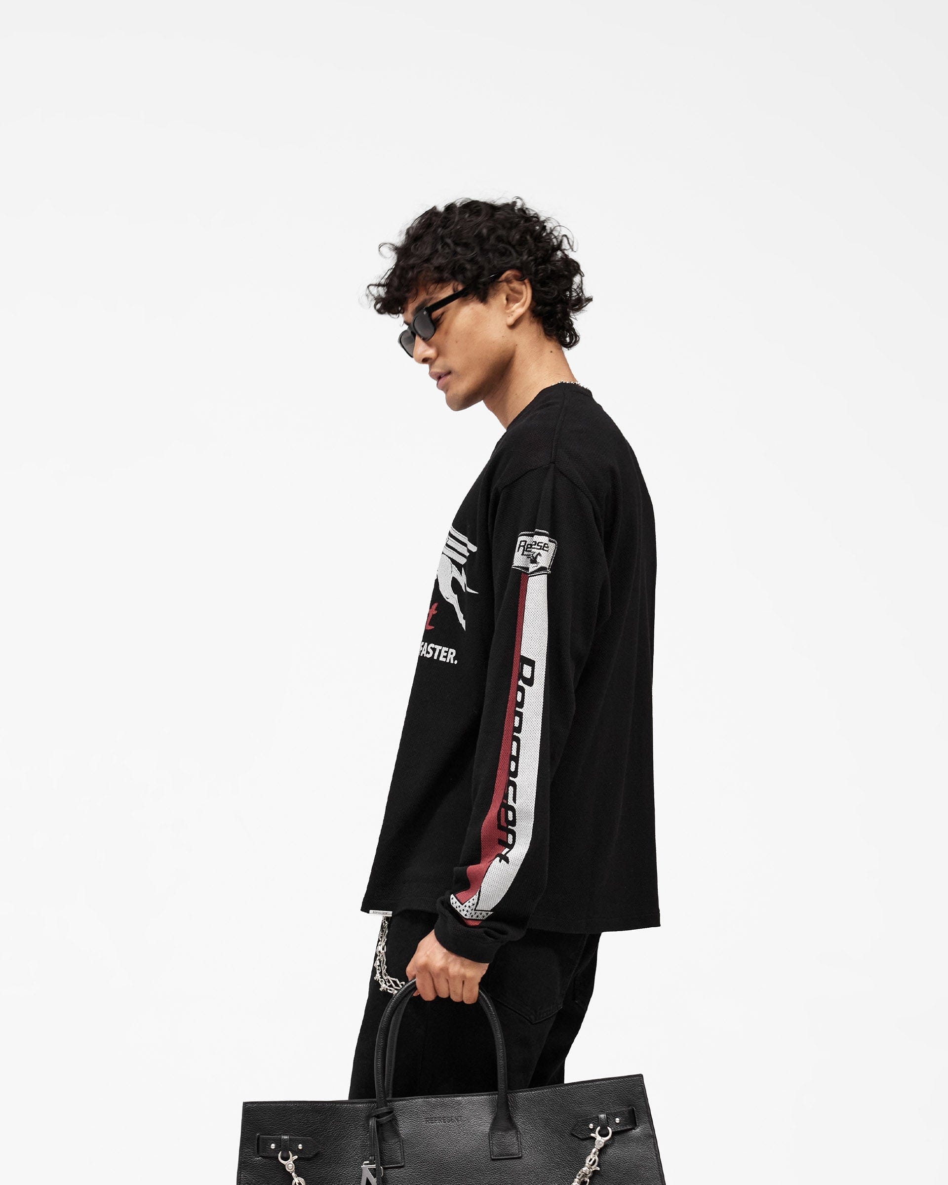 SS26 Mesh Pegasus Long Sleeve T-Shirt - Jet Black