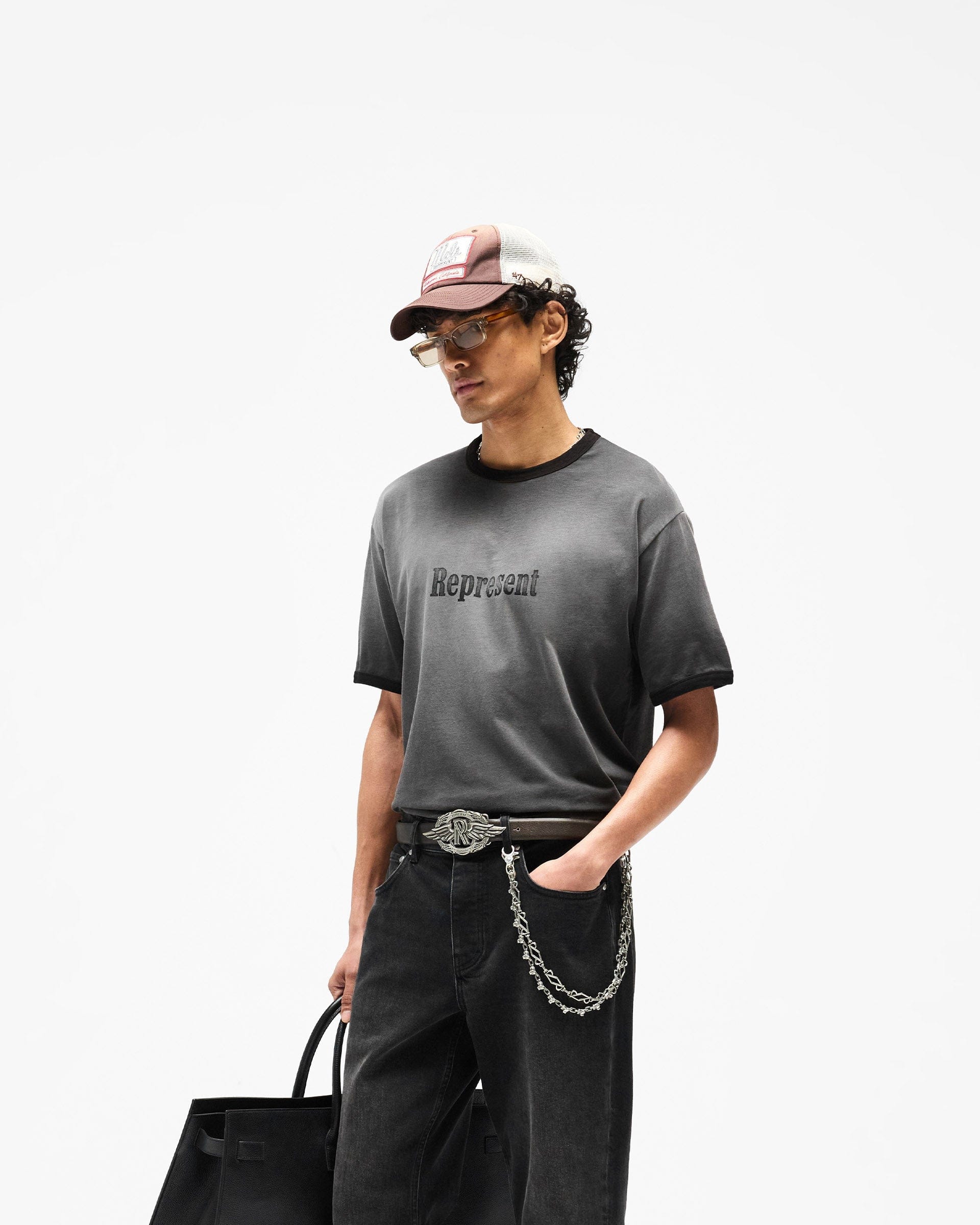 SS26 Represent Ringer T-Shirt - Stained Black