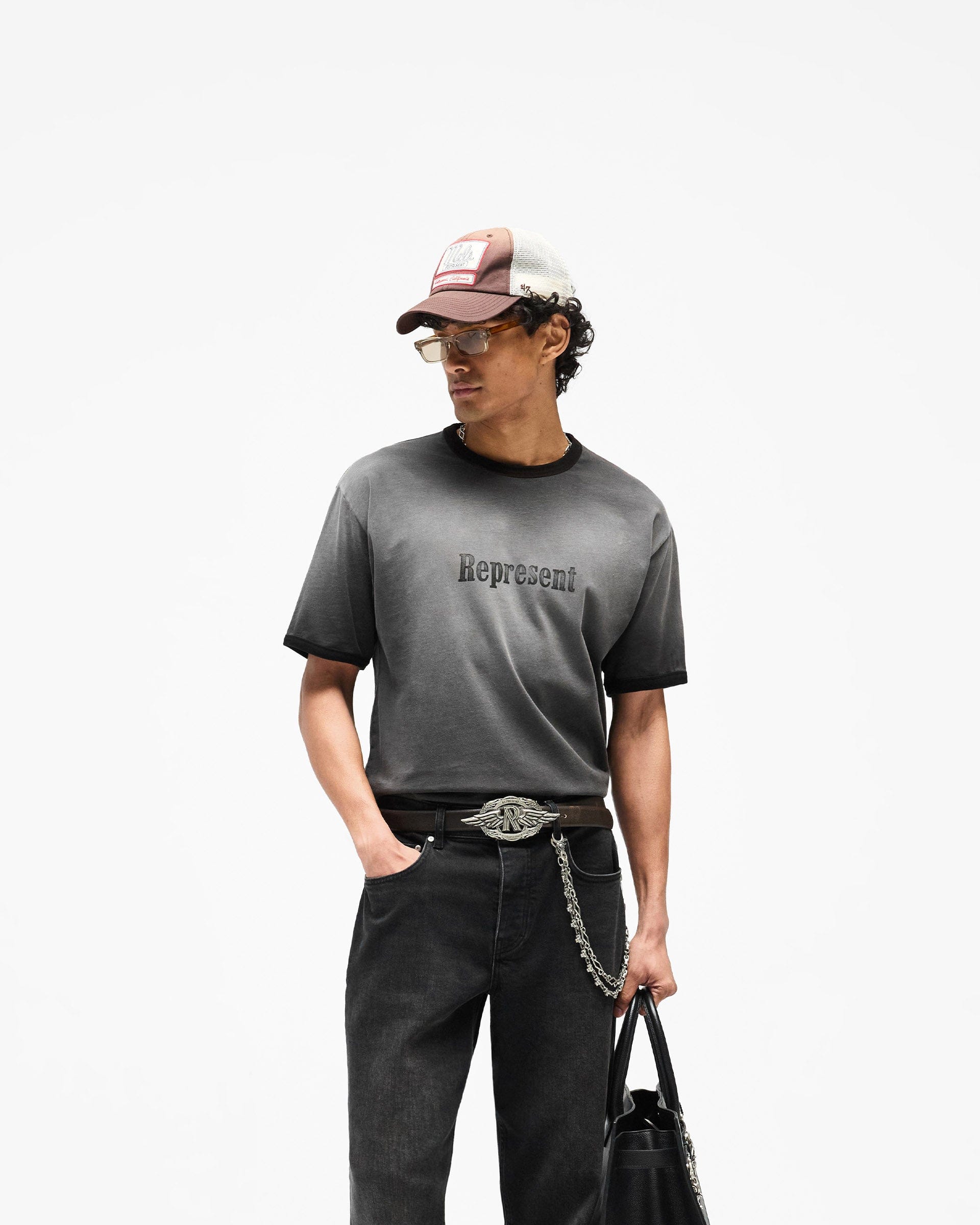 SS26 Represent Ringer T-Shirt - Stained Black