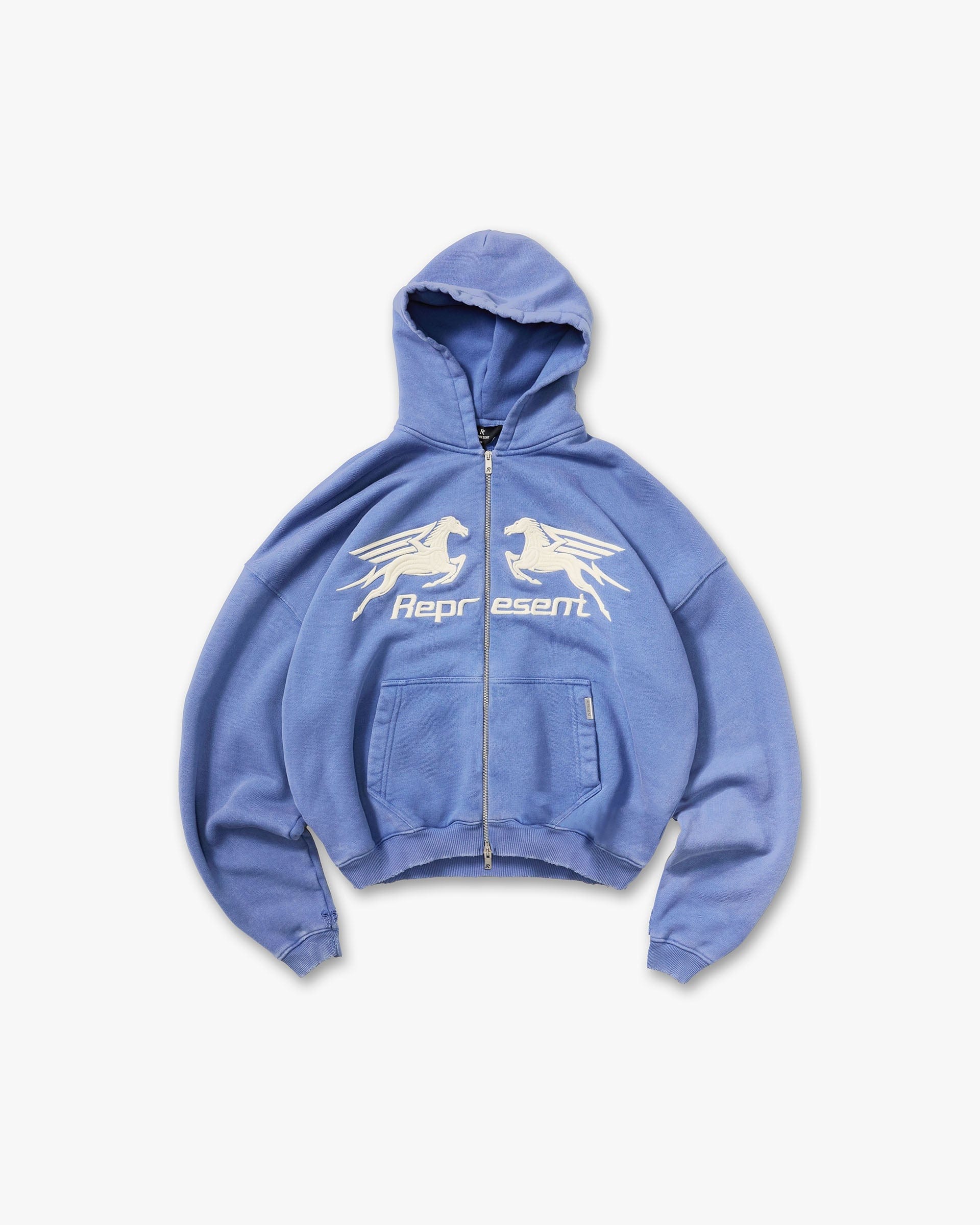 SS26 Pegasus Zip Through Hoodie - Indigo