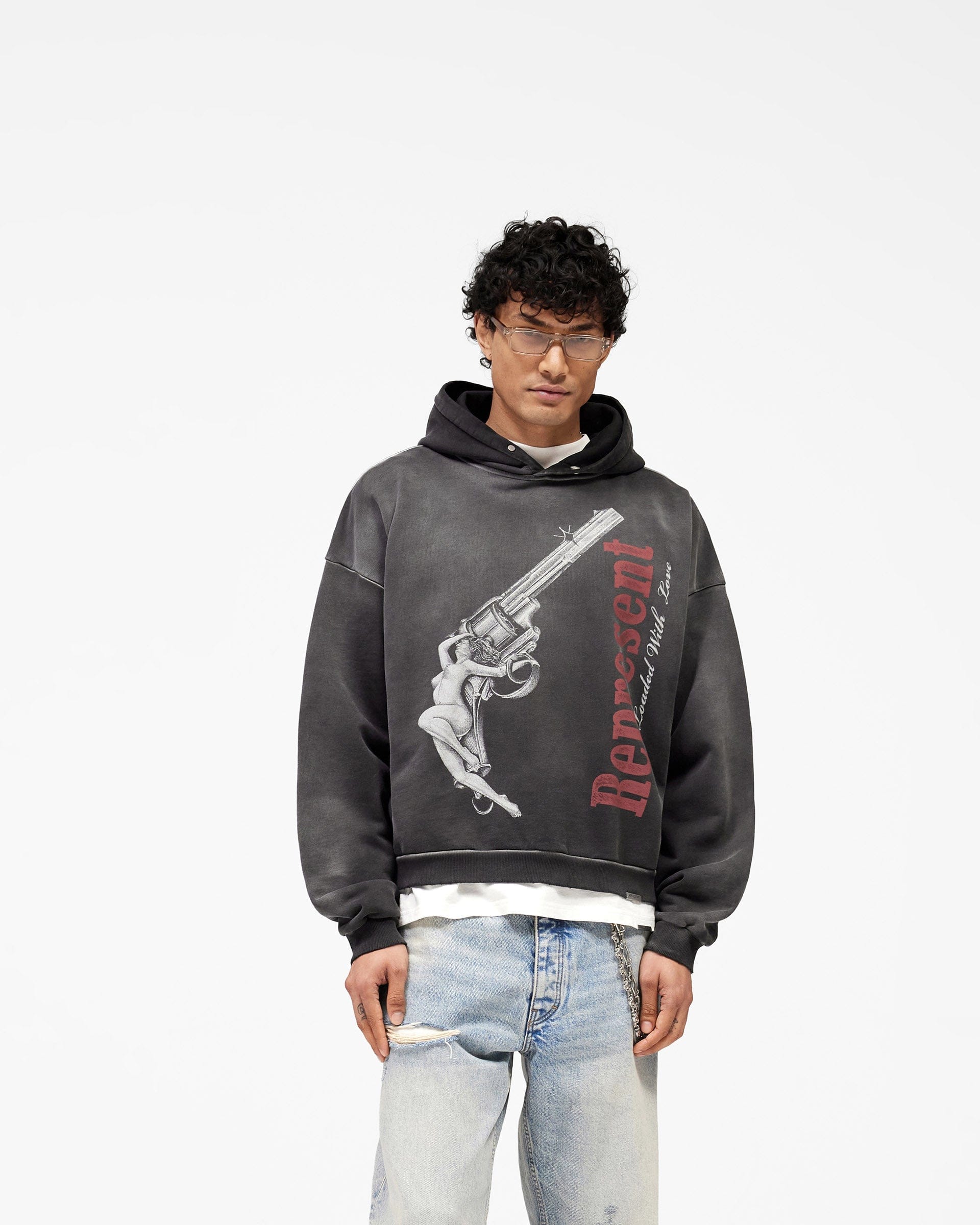 SS26 Loaded With Love Hoodie - Stained Black