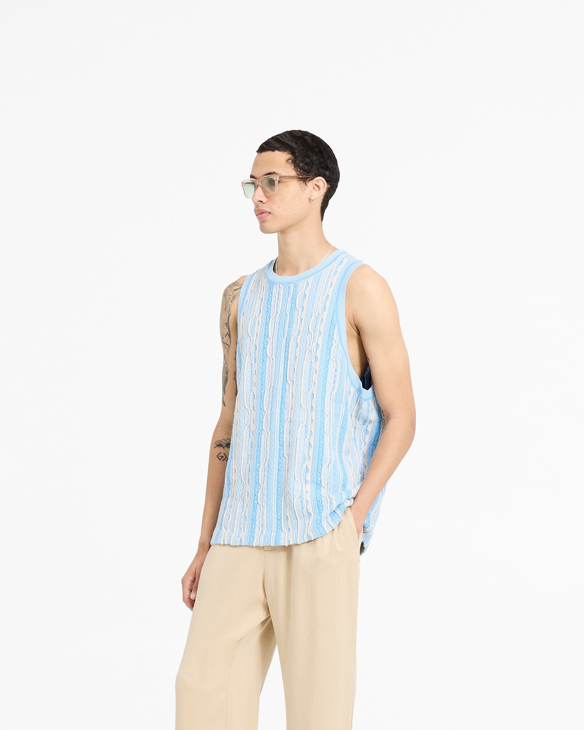 SC24 Mixed Knit Vest - Royal Blue