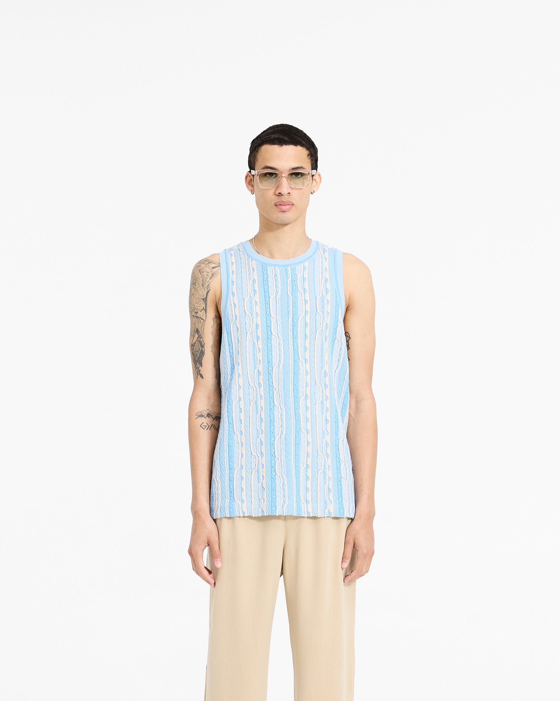 SC24 Mixed Knit Vest - Royal Blue